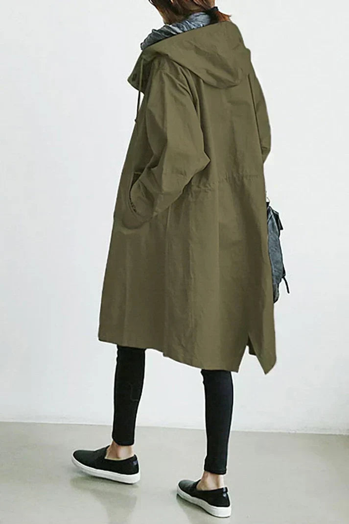 Mara – Wasserdichter Trenchcoat mit Kapuze für regnerische Tage