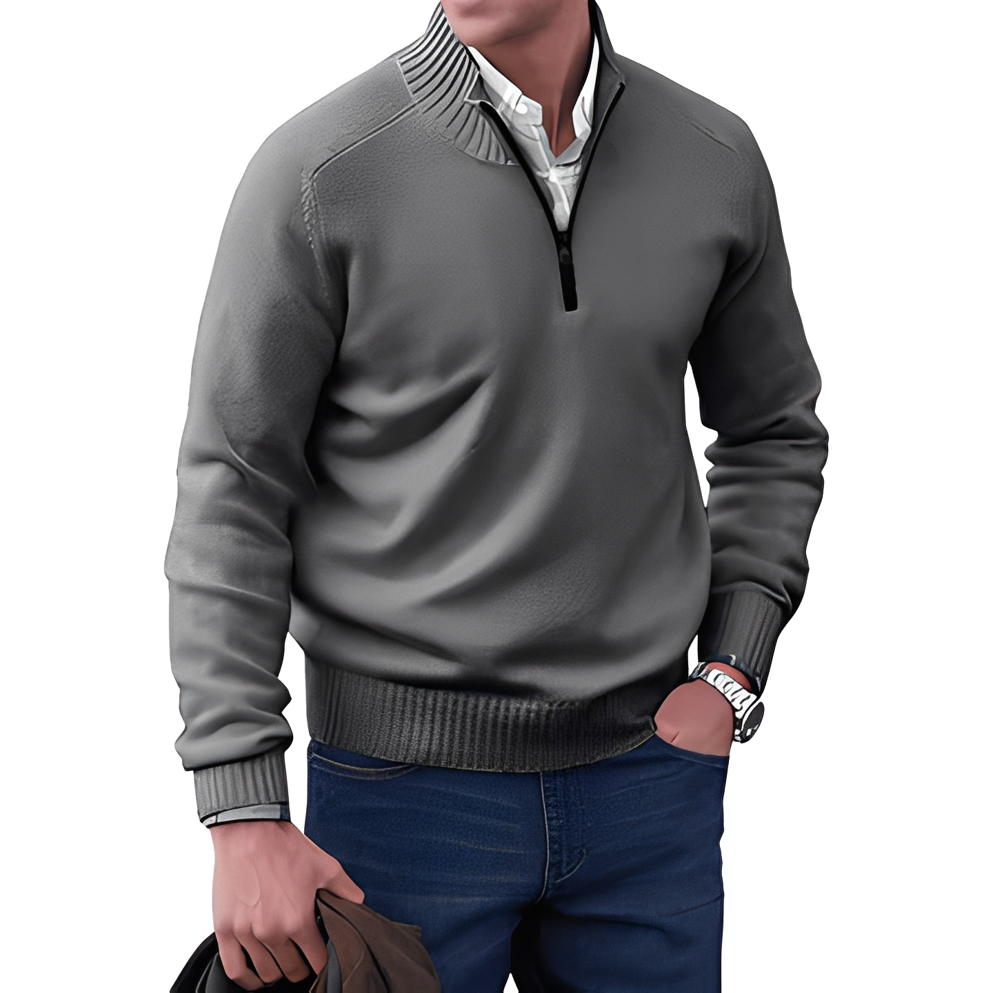 Khirvy - Stilvoller Halbzip-Pullover für Herren