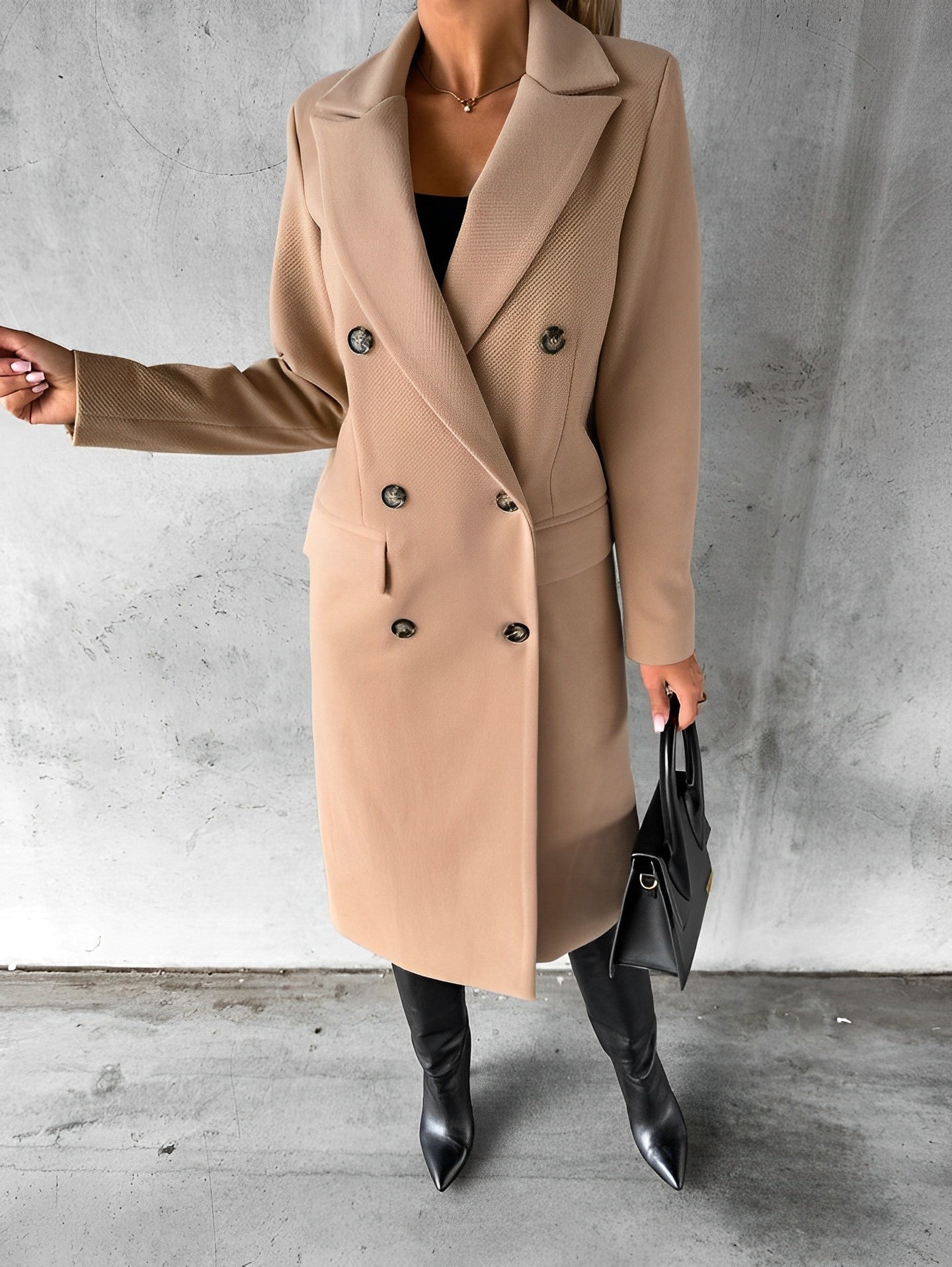 Gadie Bella - Langer Wollmantel mit zweireihigem Design