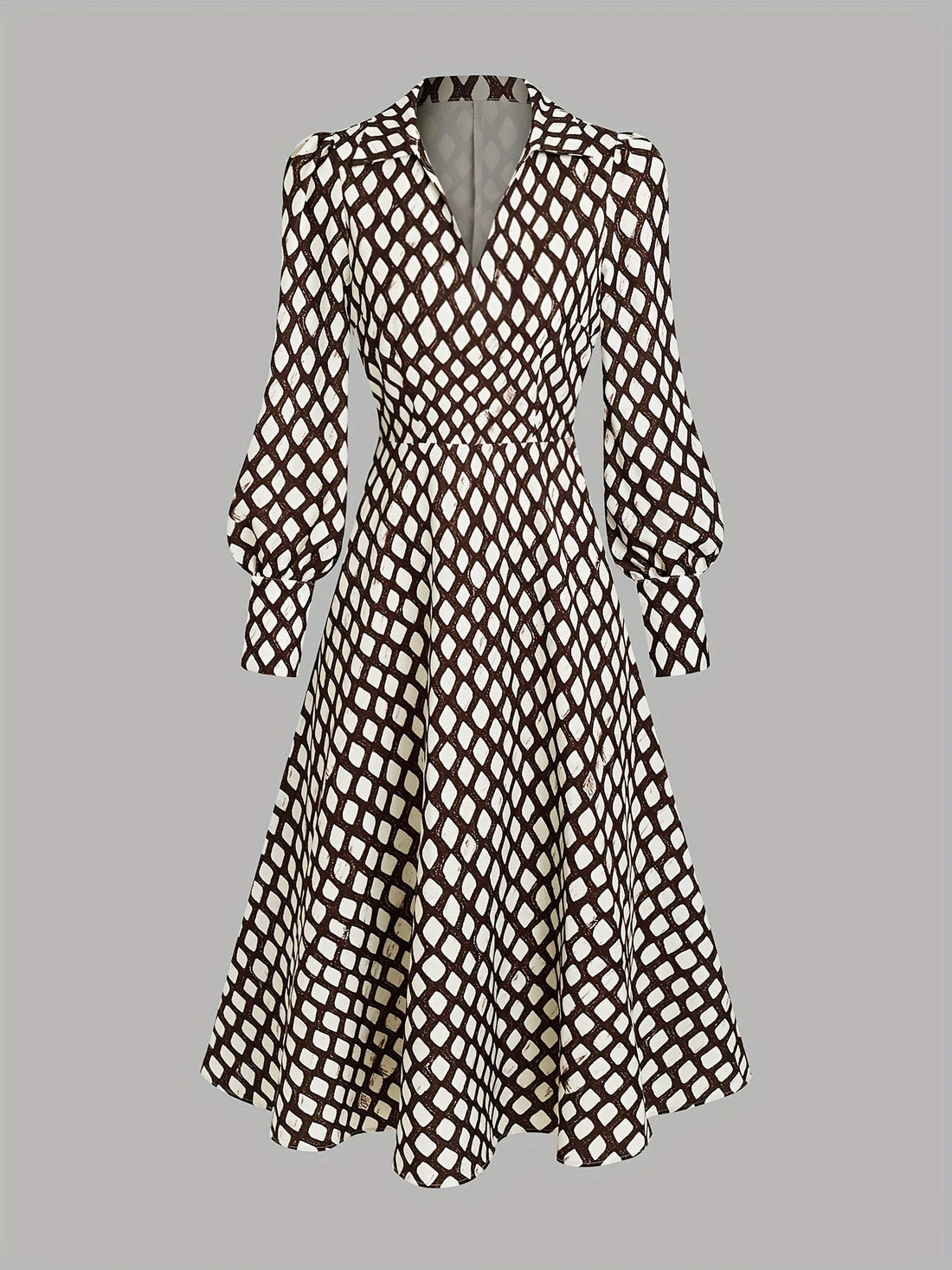 Bella - Elegantes Kleid mit Rautenprint und taillierter Taille
