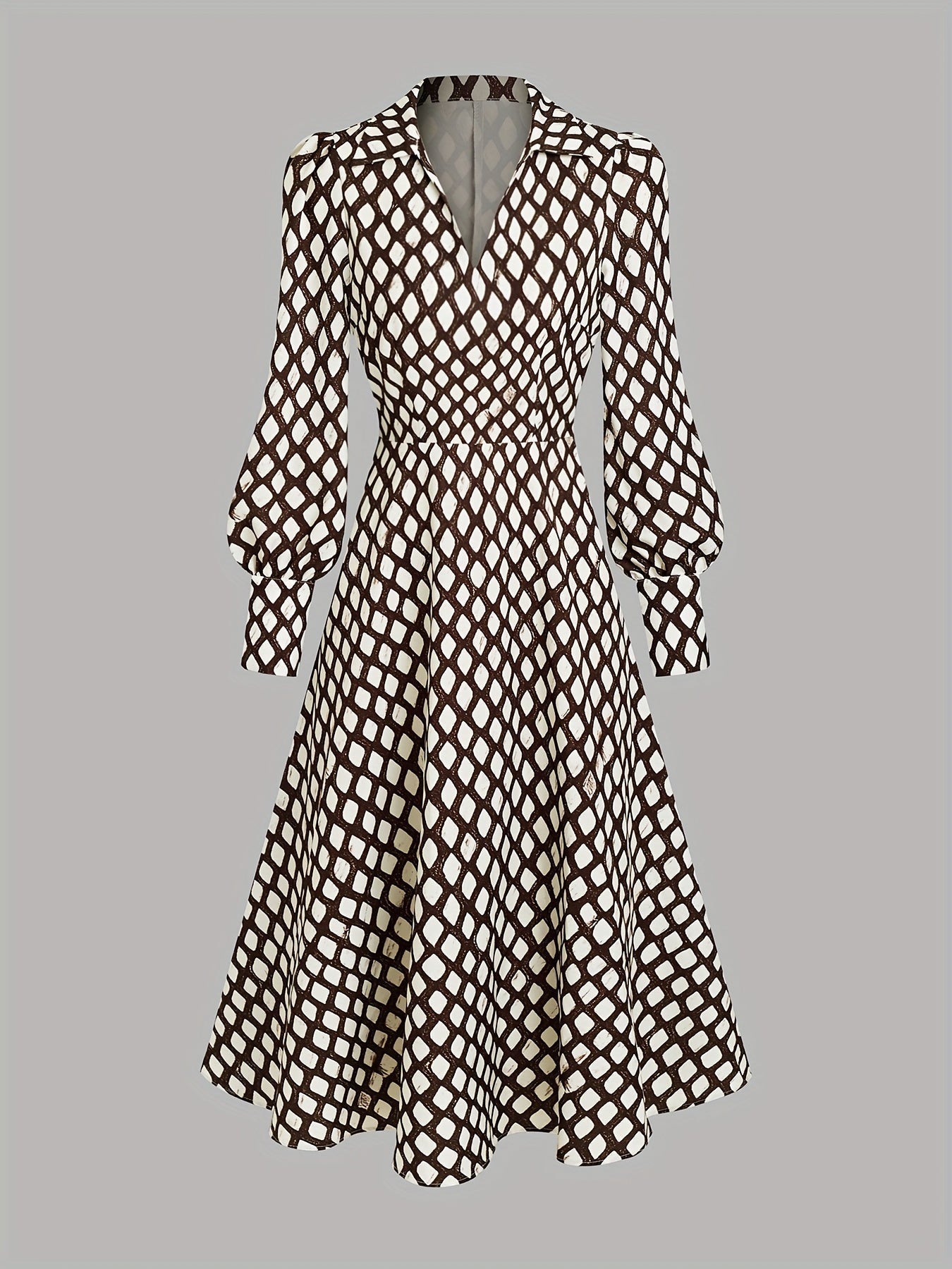 Bella - Elegantes Kleid mit Rautenprint und taillierter Taille