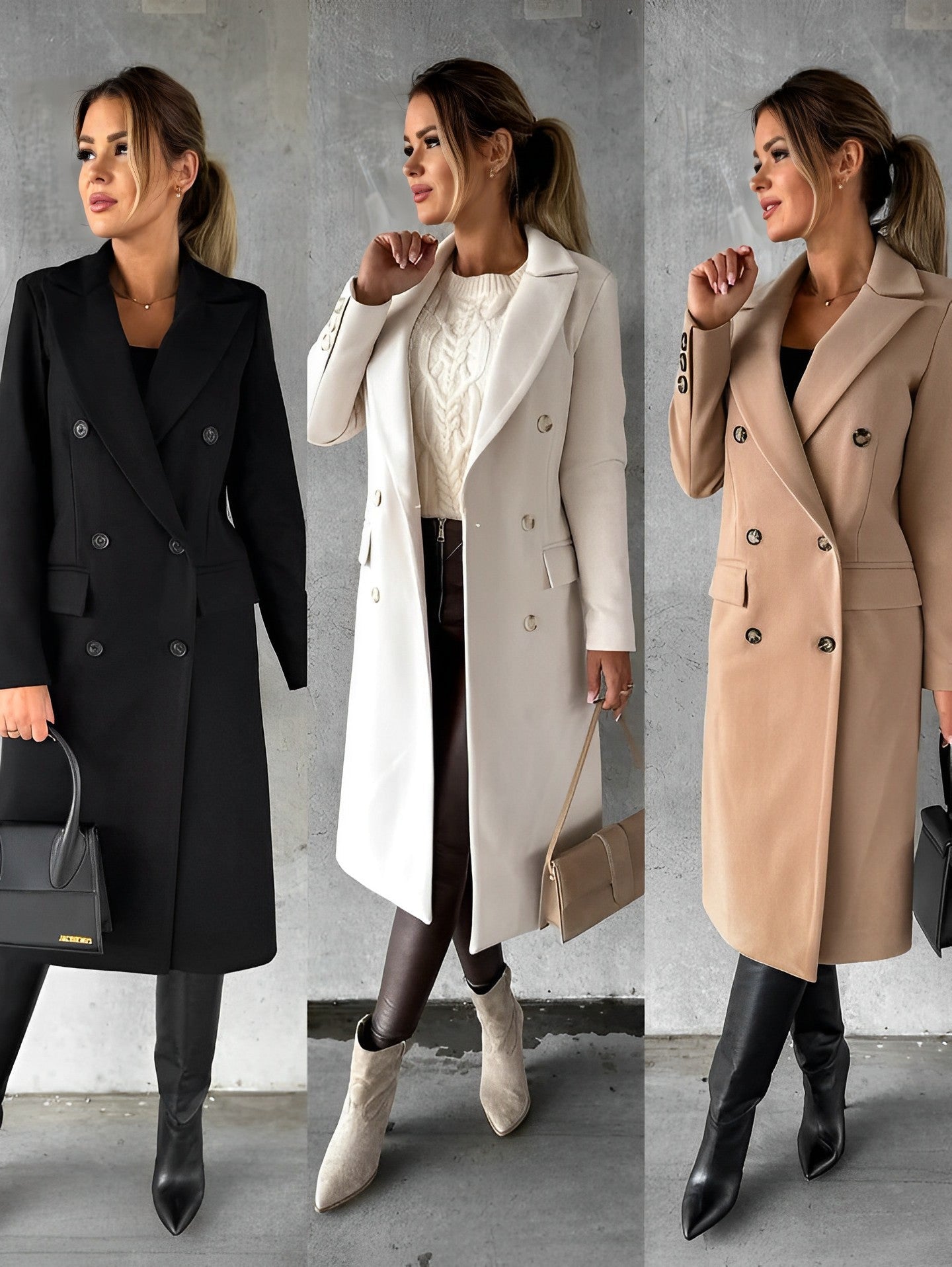 Gadie Bella - Langer Wollmantel mit zweireihigem Design