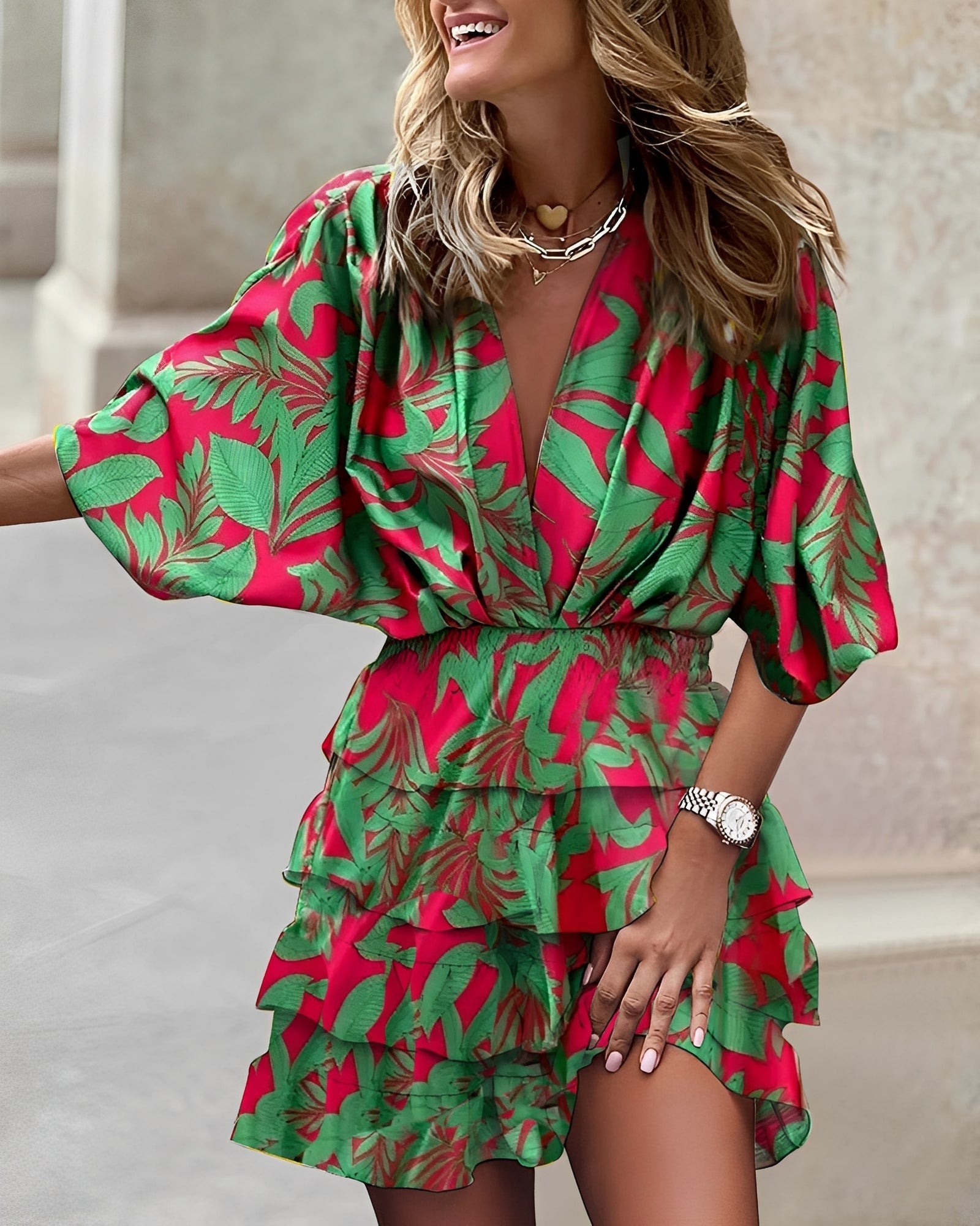 Margie - Stilvolles, asymmetrisches Damen-Minikleid
