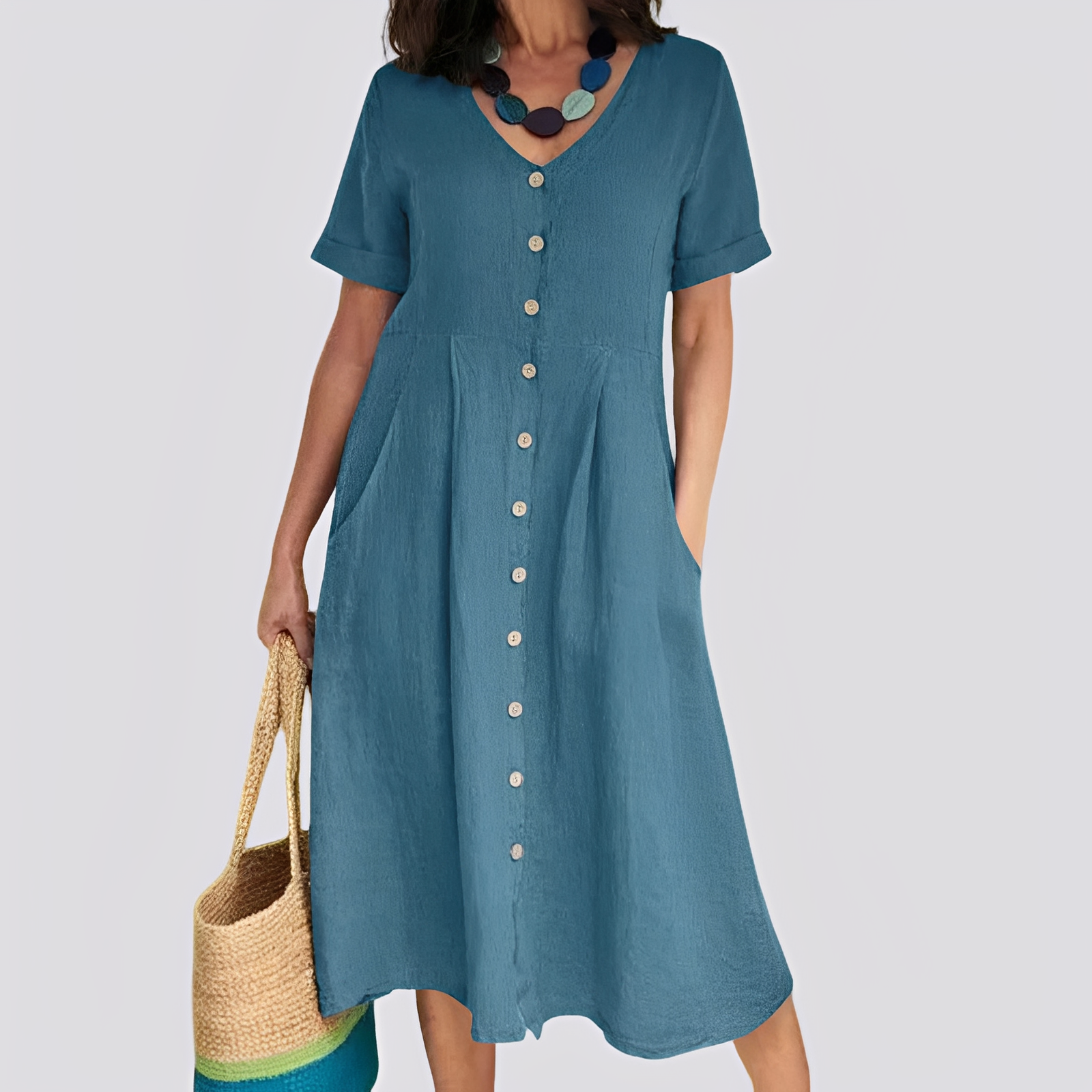 Sabrina - Damenkleid mit bequemer, lockerer Passform und hoher Taille