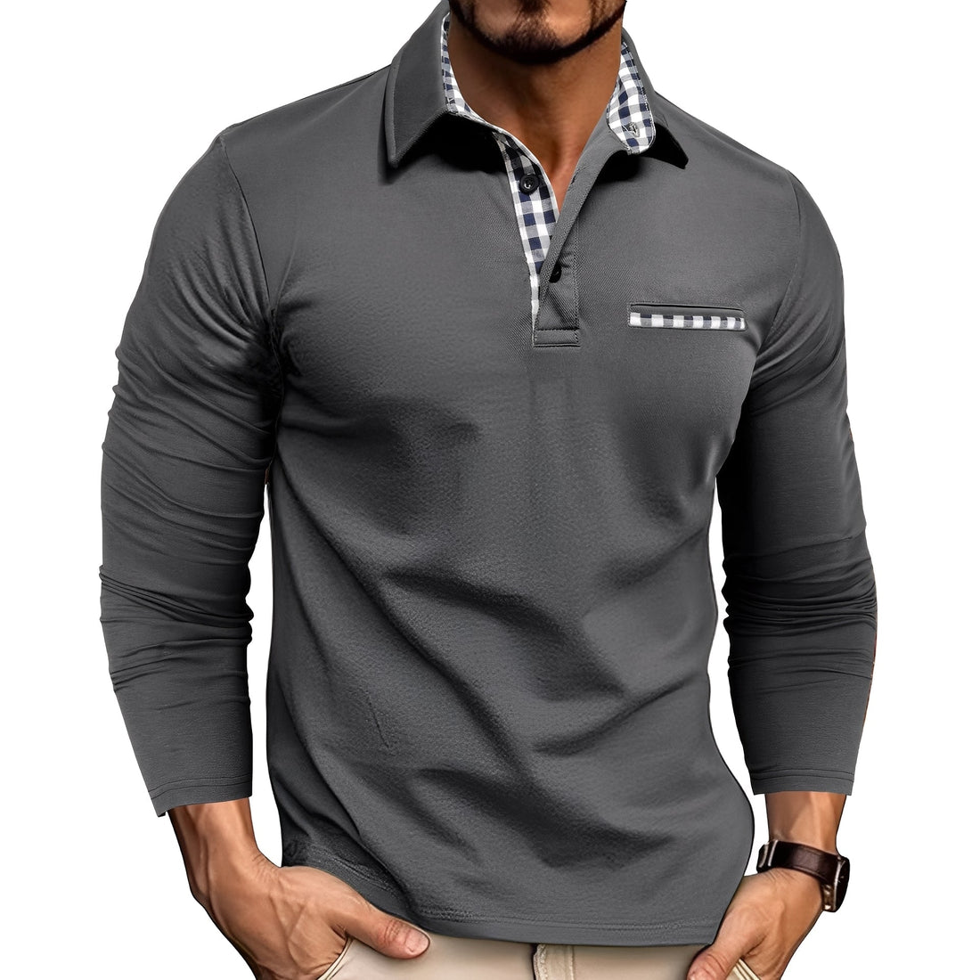 Jerome - Bequemes Langarm-Herren-Poloshirt