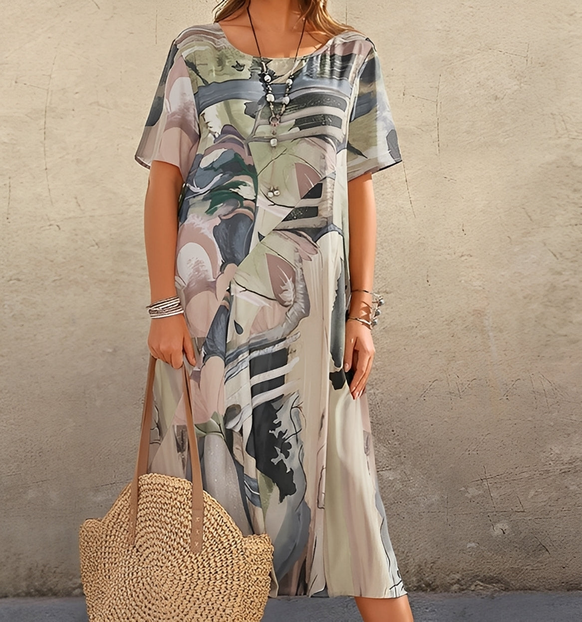 Alexa - Schickes Kleid mit weitem Schnitt und Druck für Damen