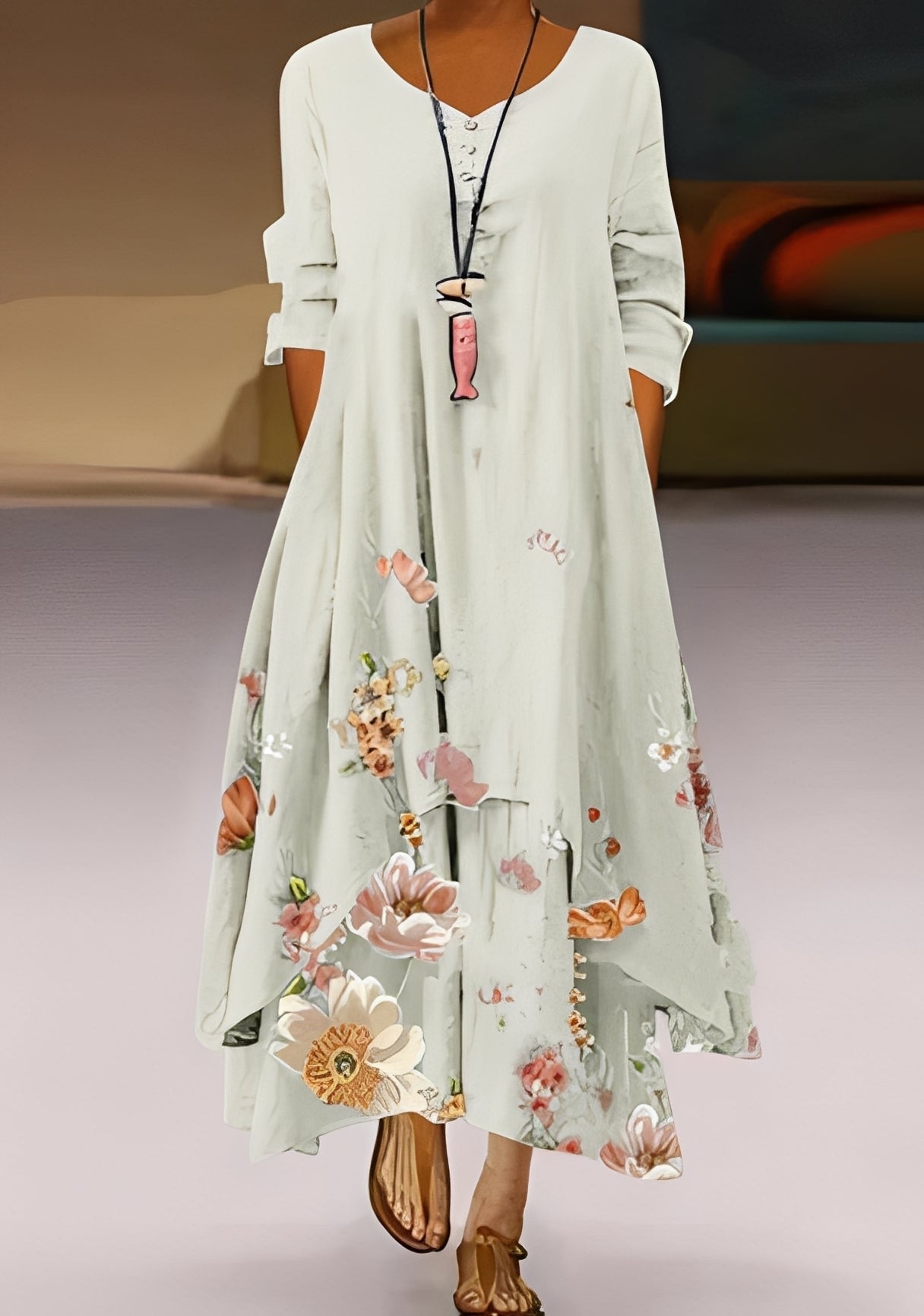 Belle - Elegantes und fließendes Kleid mit Muster für Damen