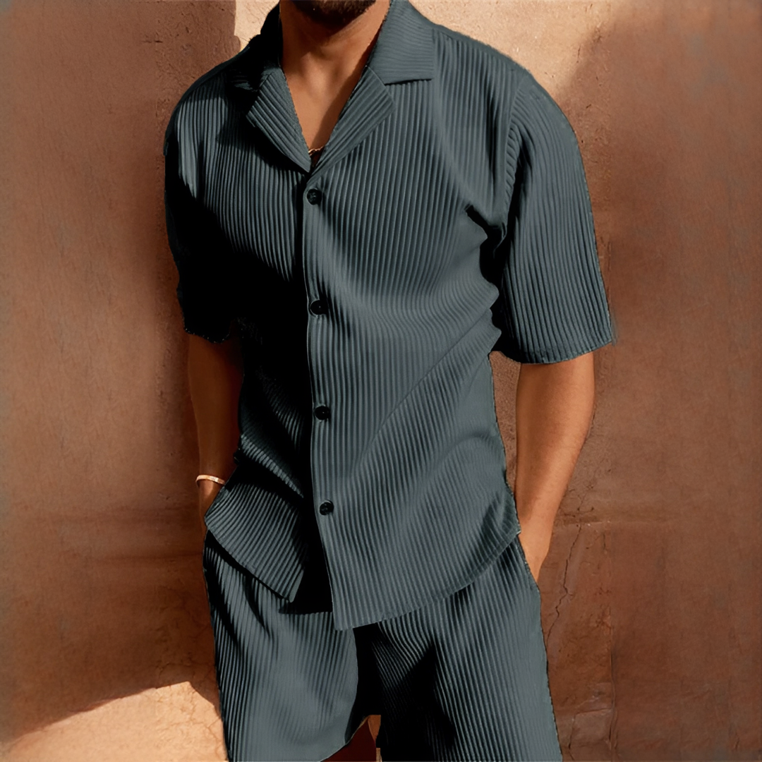 Junmar - Lässiges Hemd- und Shorts-Set für Herren