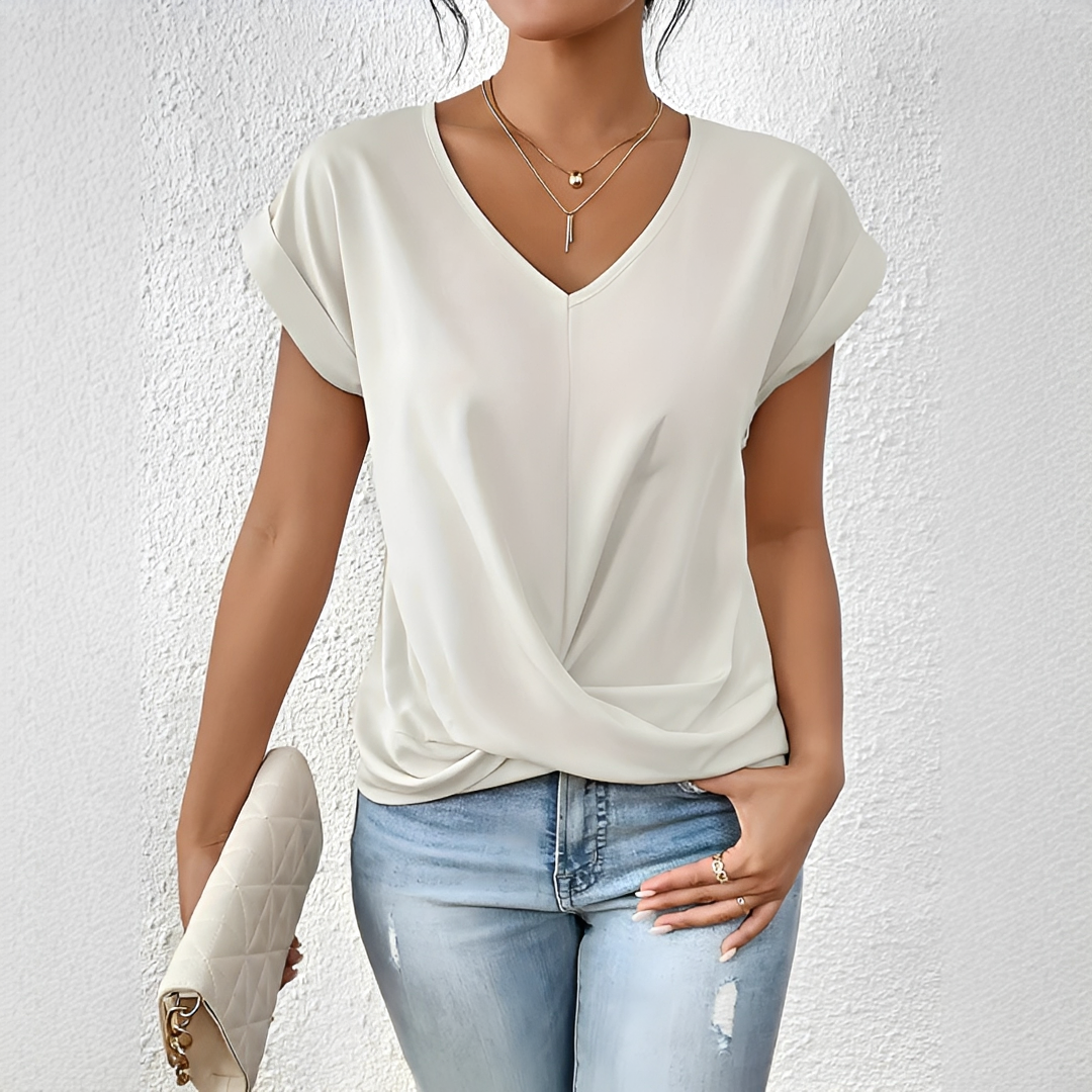 Velanie - Lässiges V-Ausschnitt T-Shirt