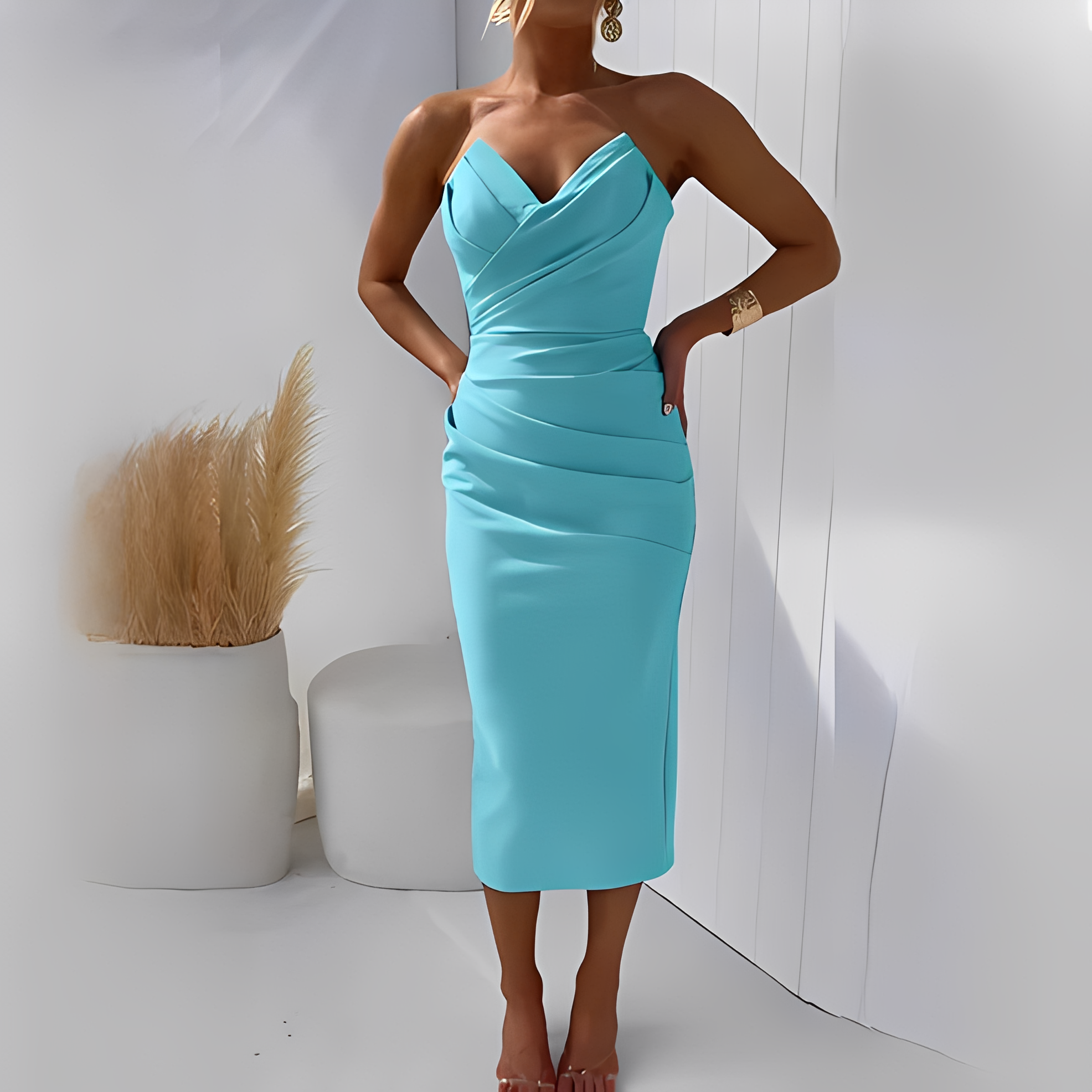 Wanda - Stilvolles schulterfreies Kleid für Damen