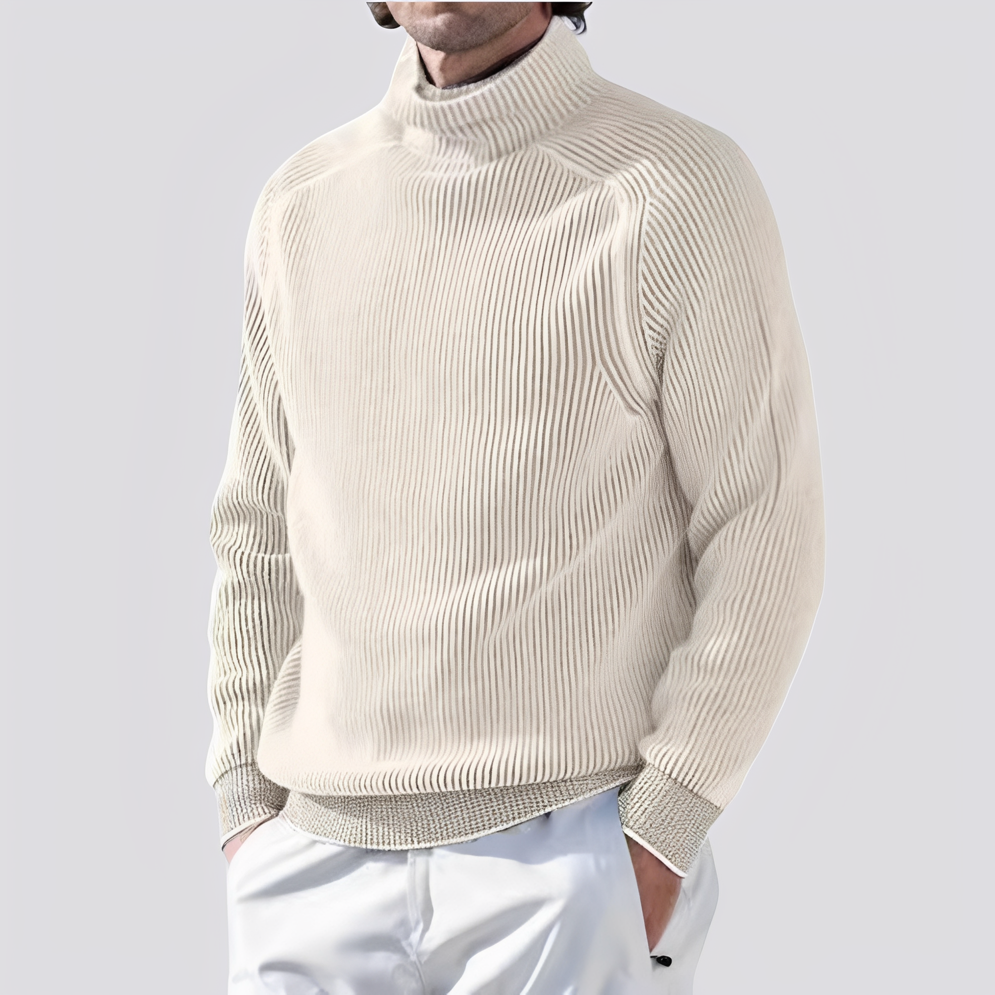 Zack - Herren-Strickpullover mit Rippdesign, warm und trendy