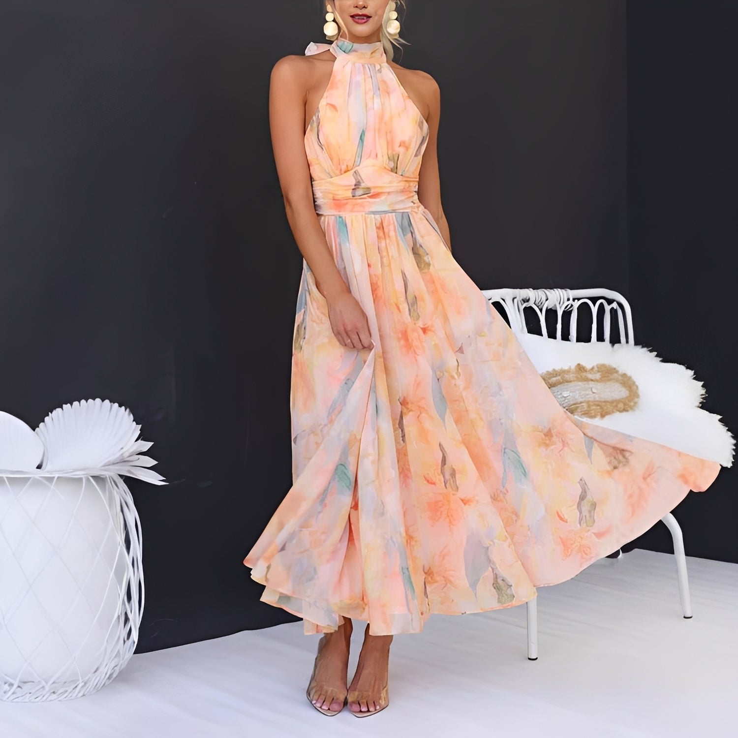 Leona - Elegantes, farbenfrohes Damenmaxikleid