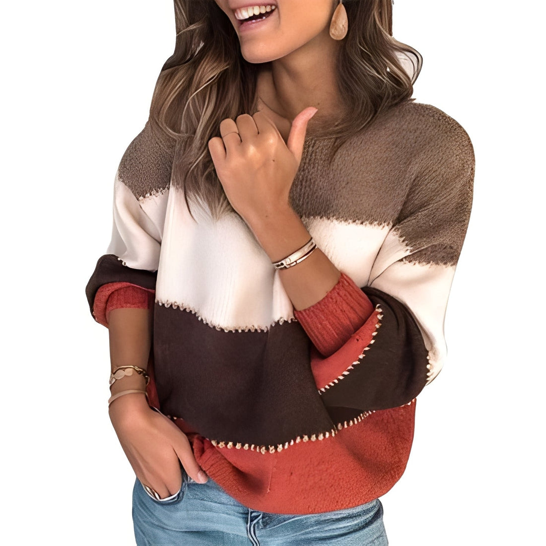 Aubrie - Bequemer Damenpullover mit Streifen