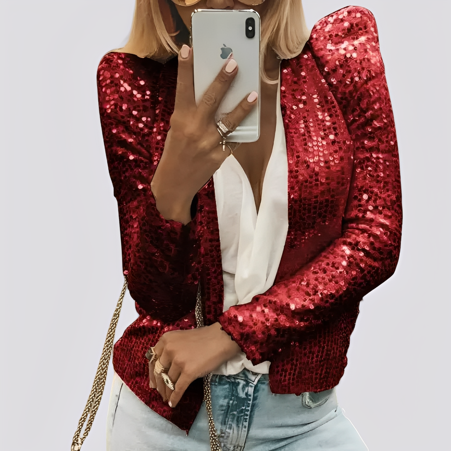 Isabelle - Eleganter kurzer Paillettenblazer für Damen