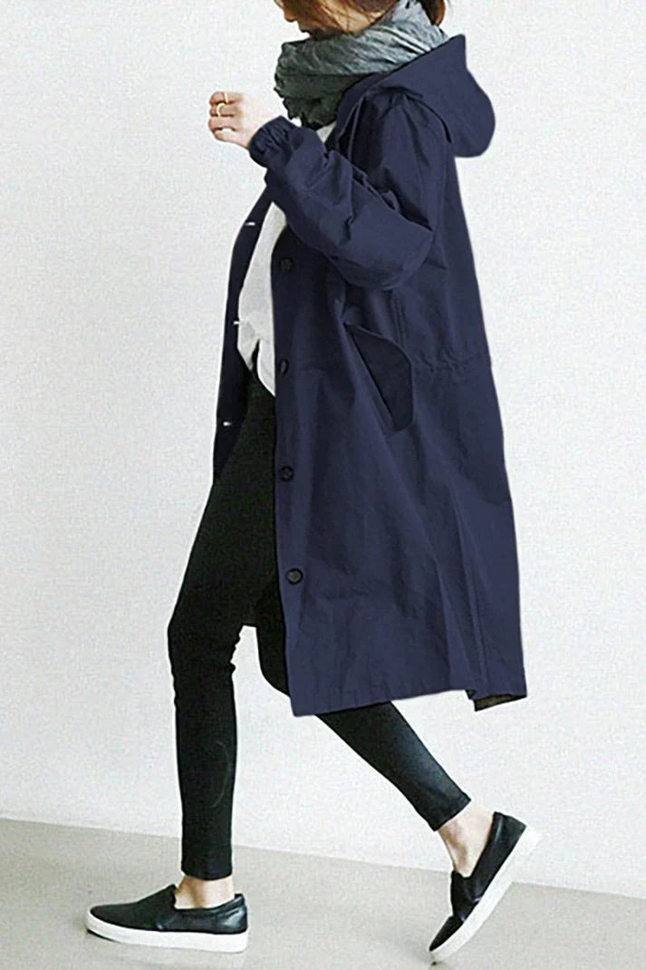 Mara – Wasserdichter Trenchcoat mit Kapuze für regnerische Tage