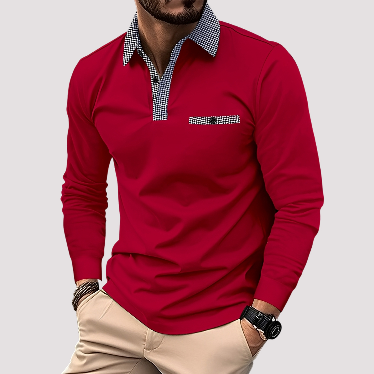 Aidan - Elegantes Langarm-Polo für Herren