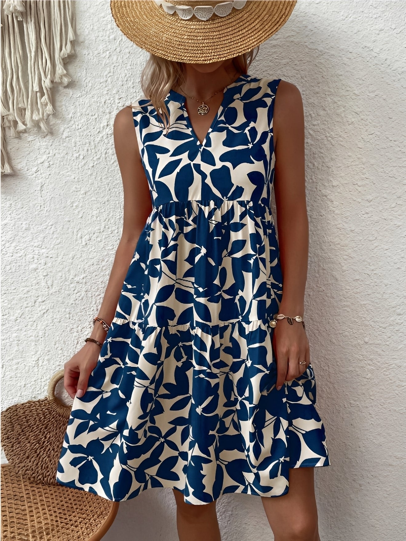 Tianna - Elegantes Kleid mit V-Ausschnitt und Print für Damen