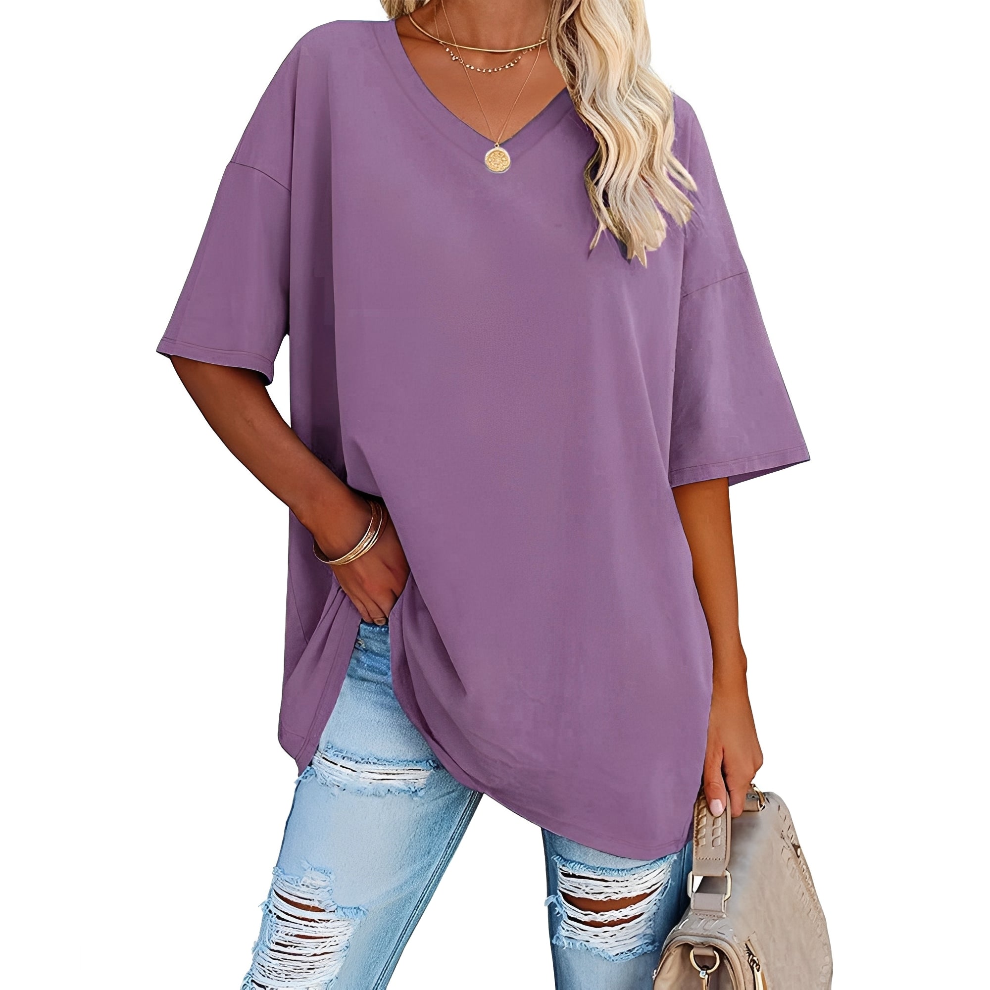 Caroline - Damen-Shirt mit lockerem Schnitt und V-Ausschnitt