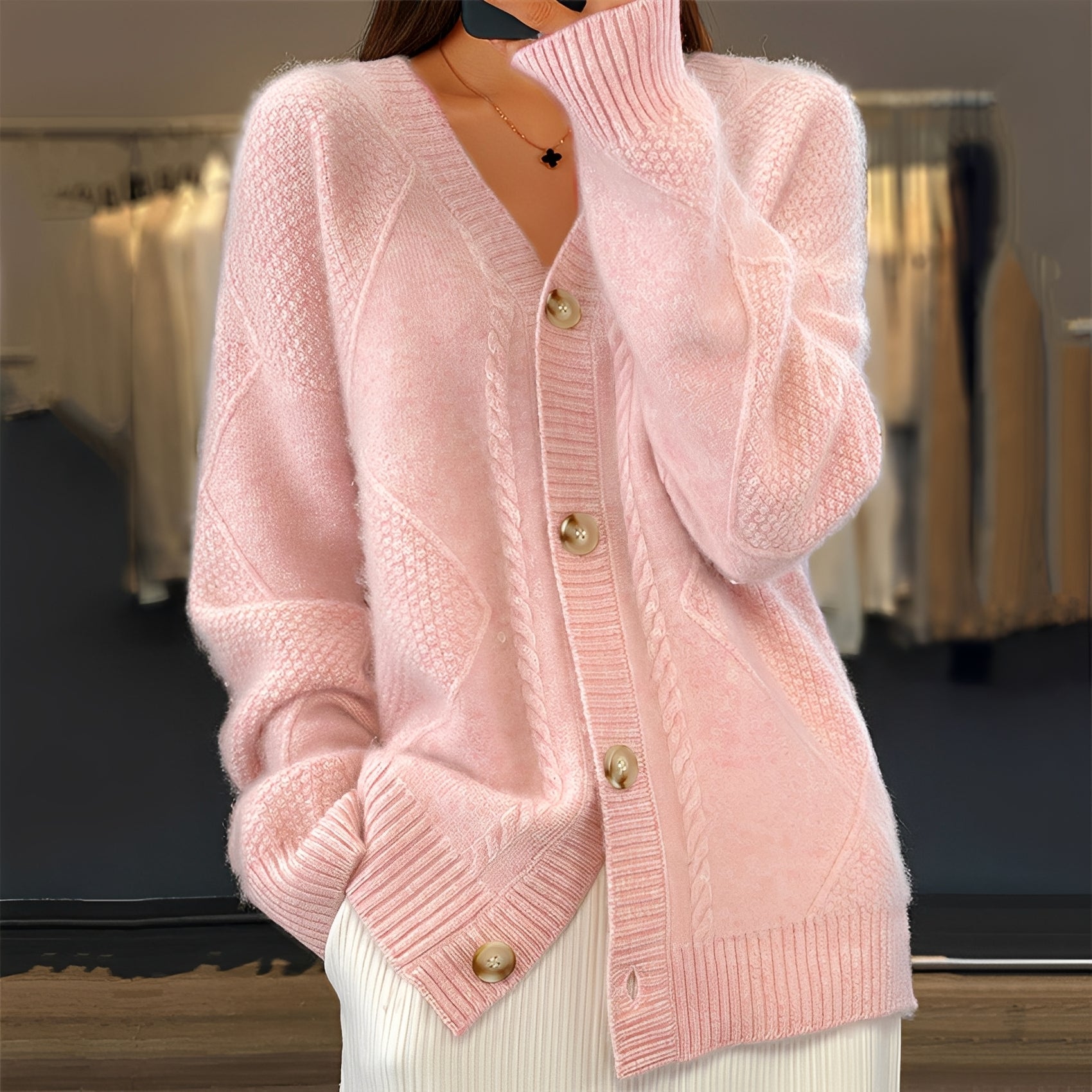Lauren - Stilvoller Damen-Cardigan mit großen Knöpfen