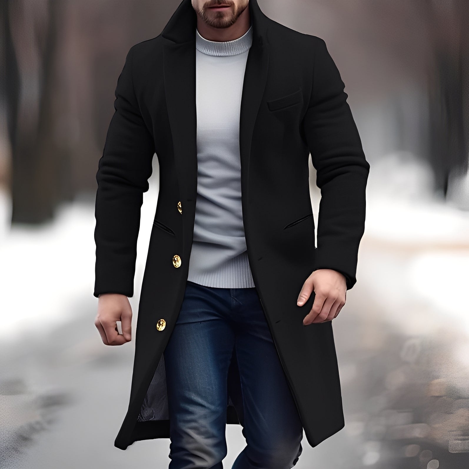 Zackary - Bequemer, mittelgroßer Herren-Wollmantel