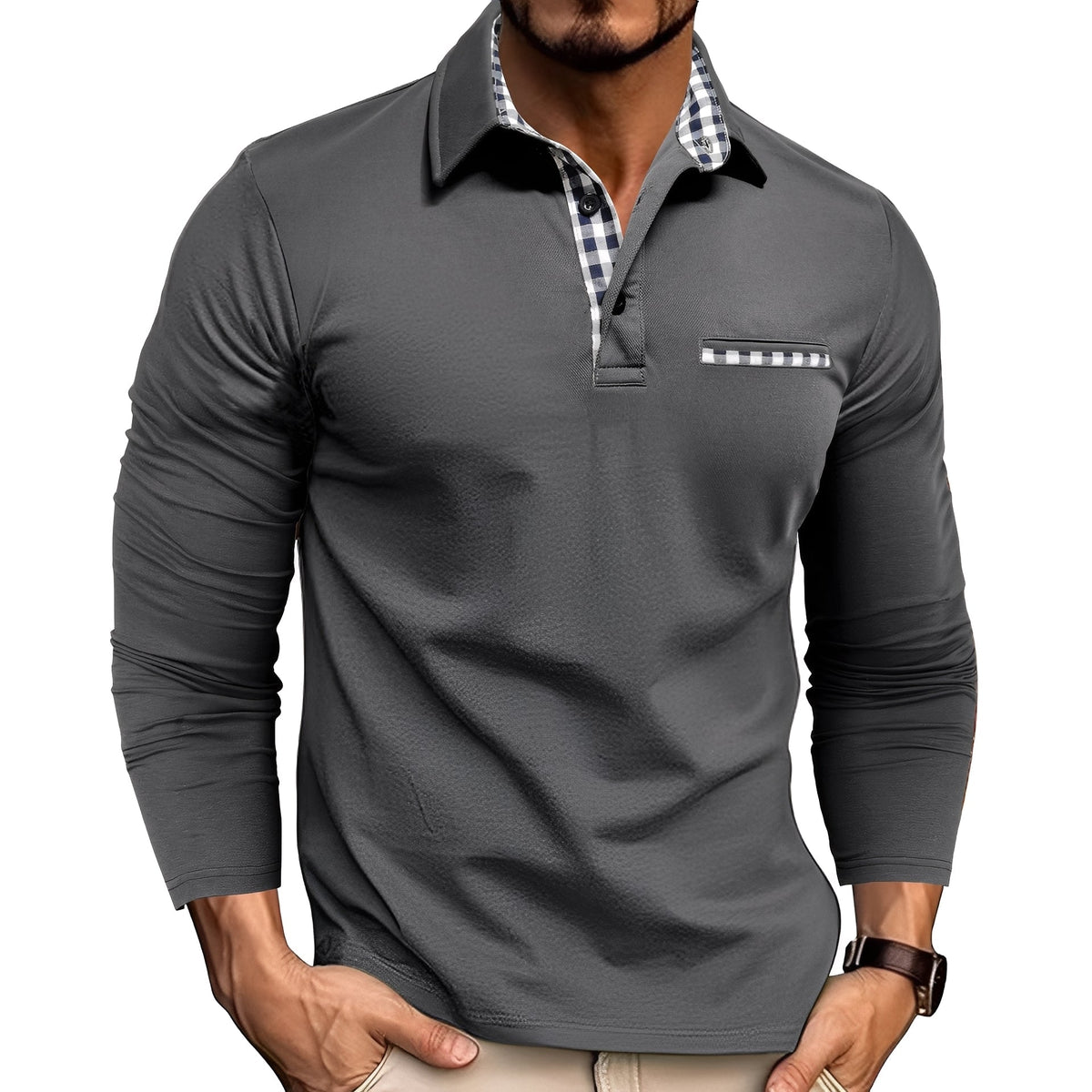 Rupert - Herren-Poloshirt mit langen Ärmeln, leicht