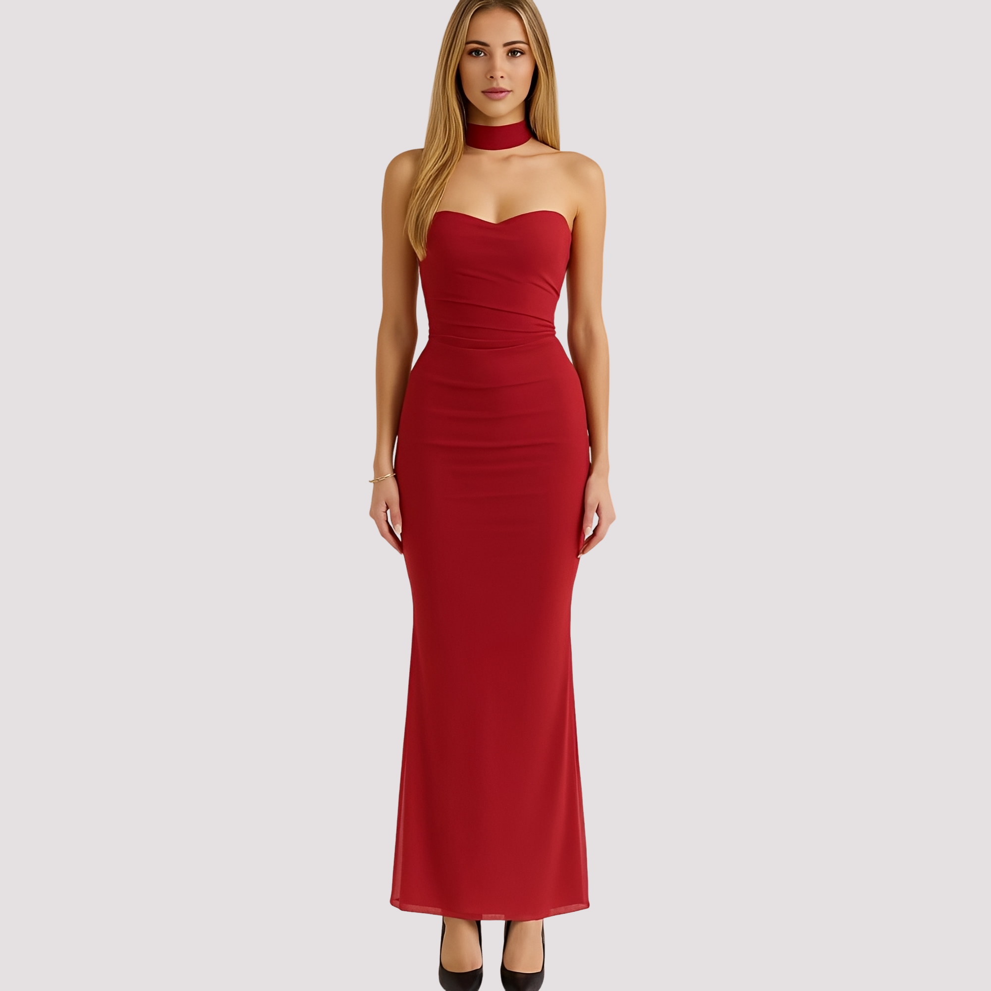 Antonia - Elegantes Kleid mit Choker-Ausschnitt in schmalem Schnitt