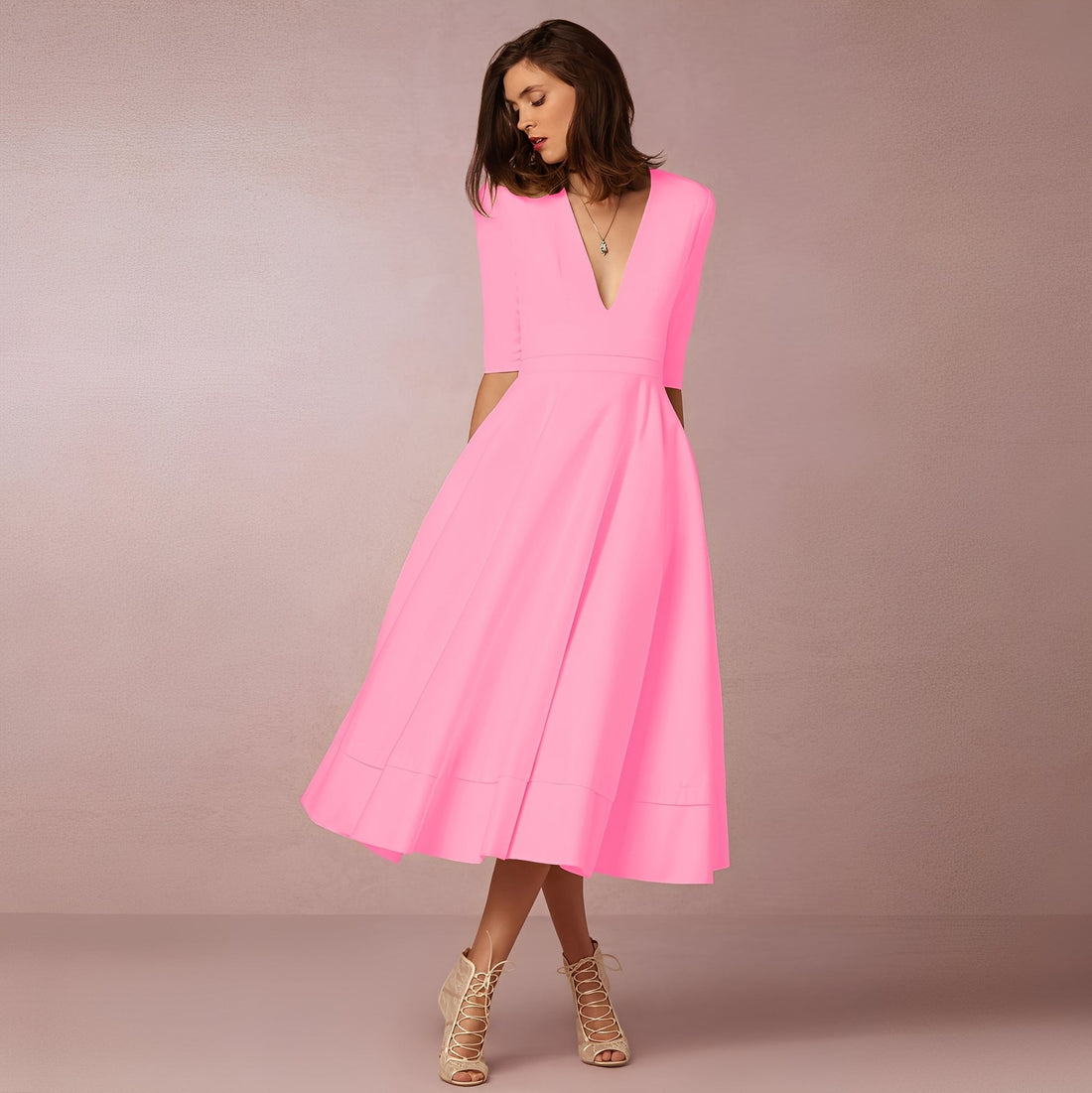 Fayei - Stilvolles Kleid mit V-Ausschnitt für Damen