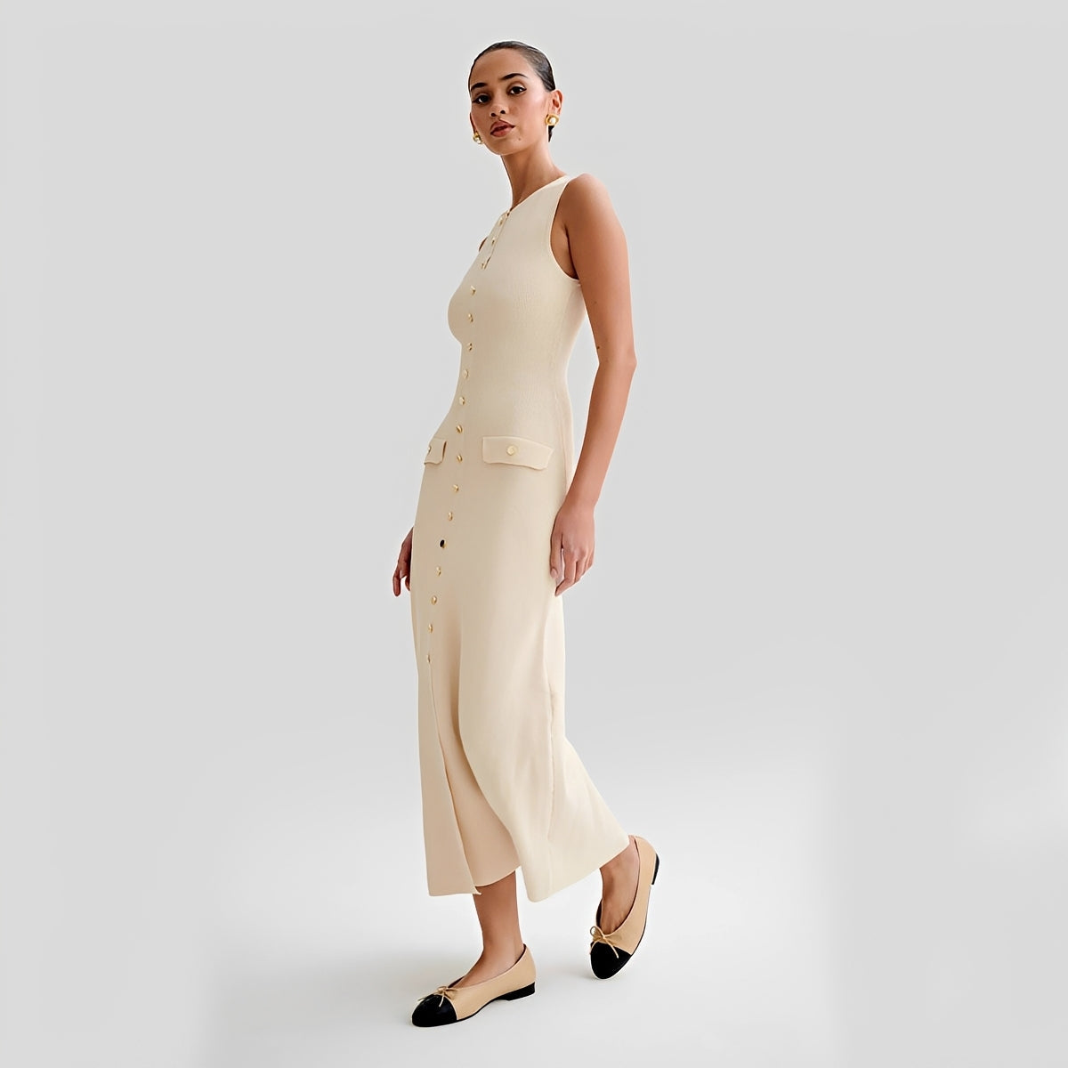 Jessica - Damen-Midikleid in stilvoller Länge mit Knopfleiste