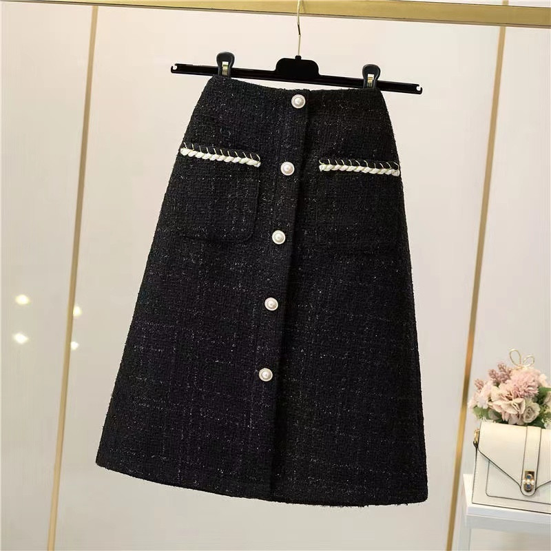 Dorothea - Tweed-A-Linien-Rock mit hohem Bund