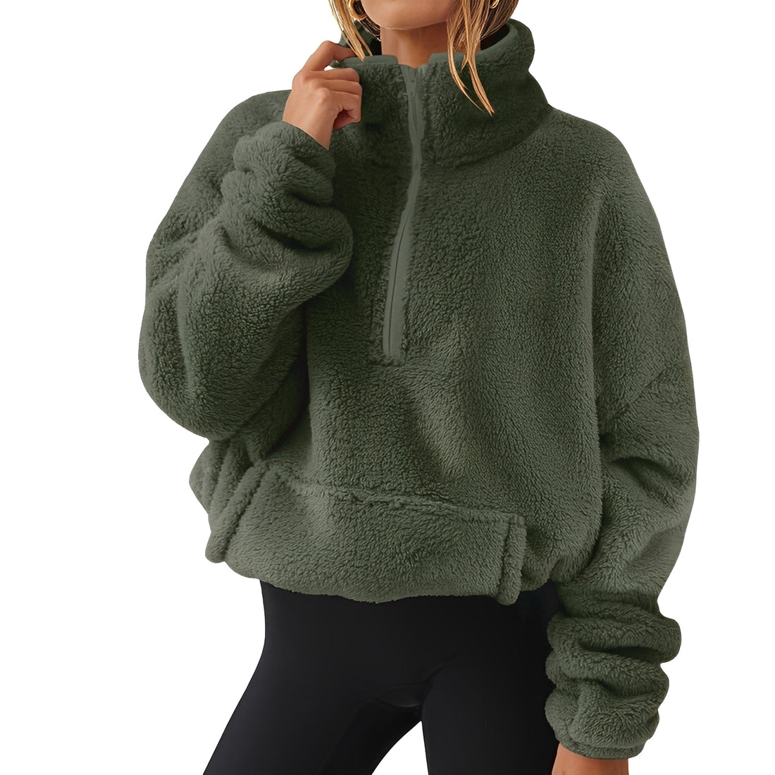 Tiffany - Gemütlicher Samtpullover mit halbem Reißverschluss für Damen