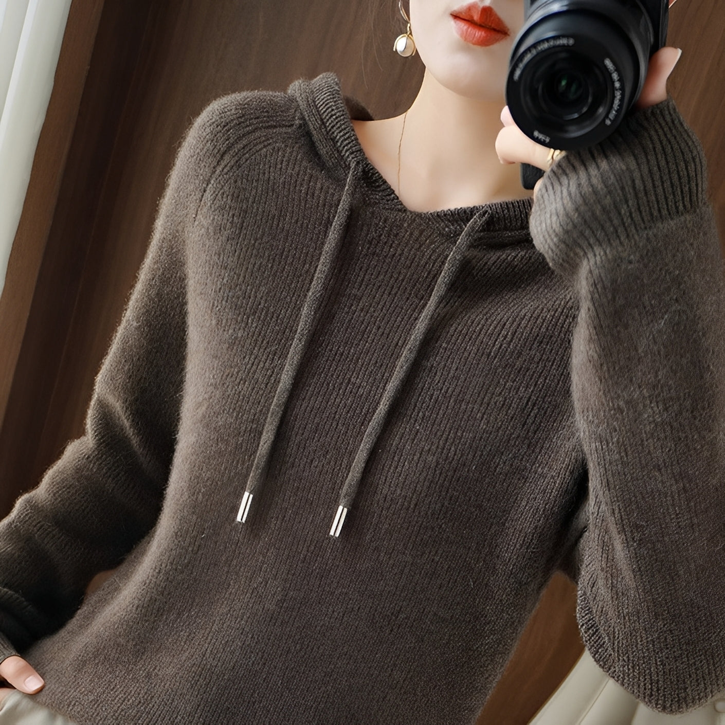 Bonnie - Schicker Wollstrick-Hoodie für Damen