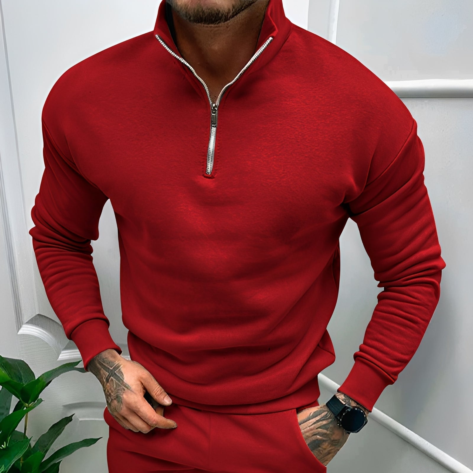 Robbie - Herren-Casualpullover mit halbem Reißverschluss