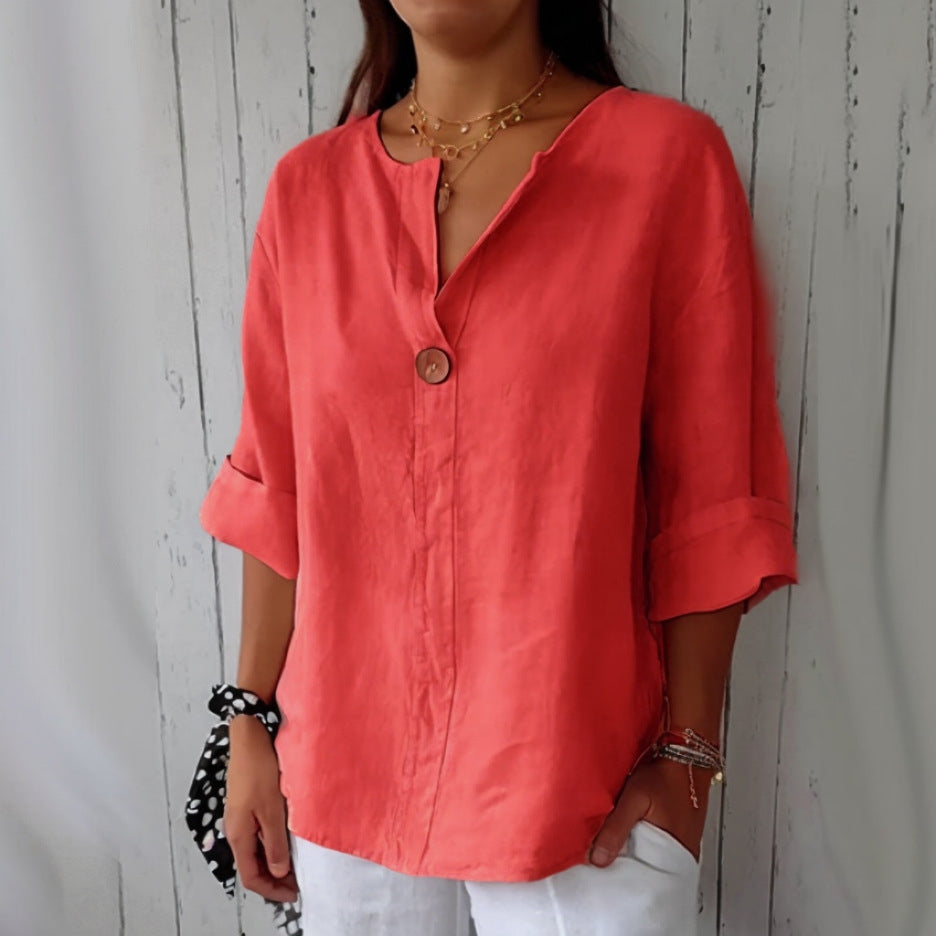Arabella - Damenbluse mit lockerem Schnitt und V-Ausschnitt