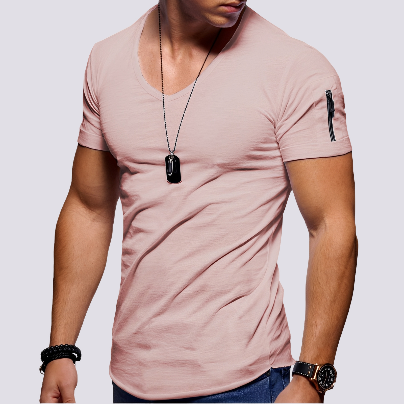 Louis - Bequemes Slim-Fit-Shirt mit V-Ausschnitt für Herren