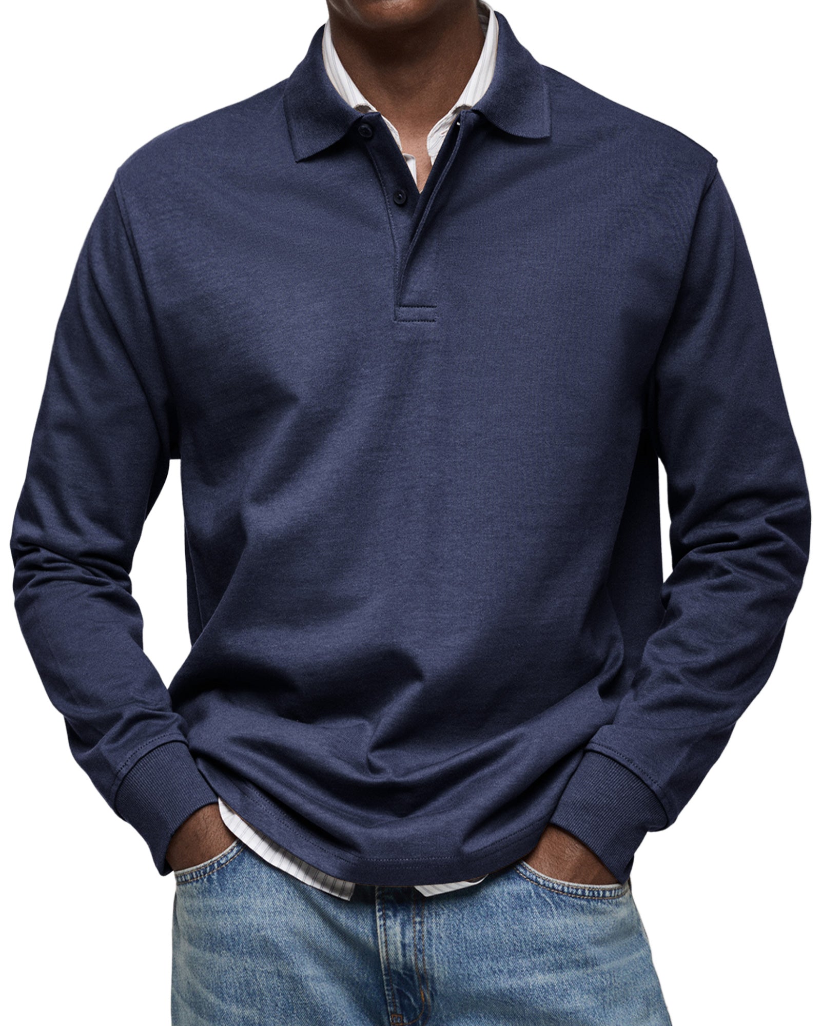 Dewey - Einfaches Herren-Langarm-Poloshirt