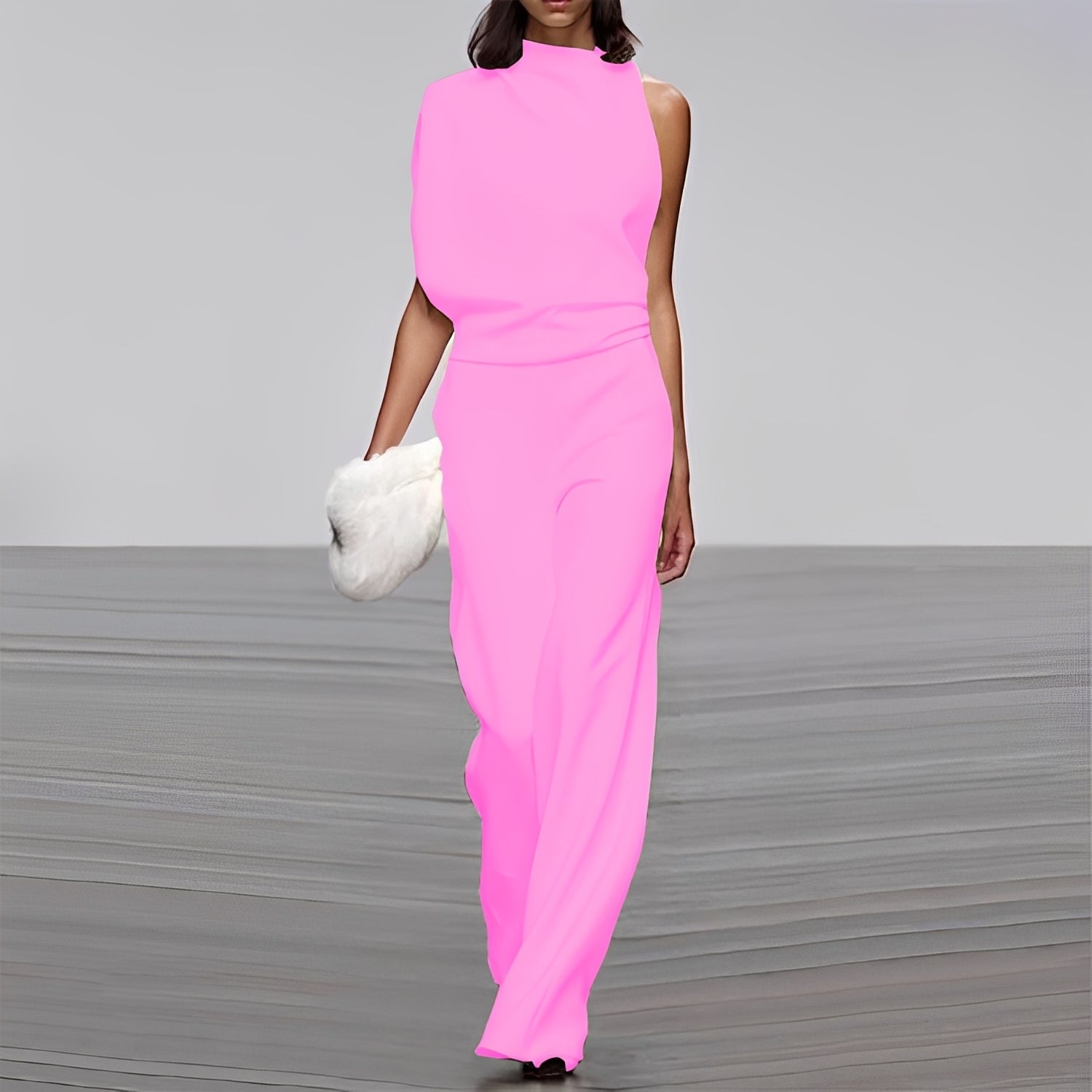 Lucie - Stilvoller, glänzender Ein-Schulter-Jumpsuit für Damen