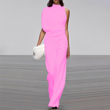 Lucie - Stilvoller, glänzender Ein-Schulter-Jumpsuit für Damen