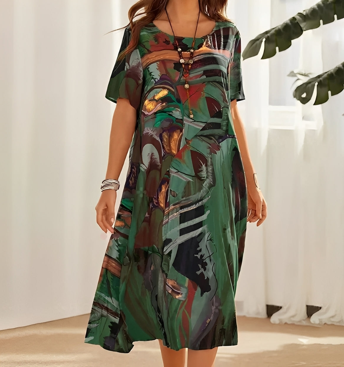Alexa - Schickes Kleid mit weitem Schnitt und Druck für Damen