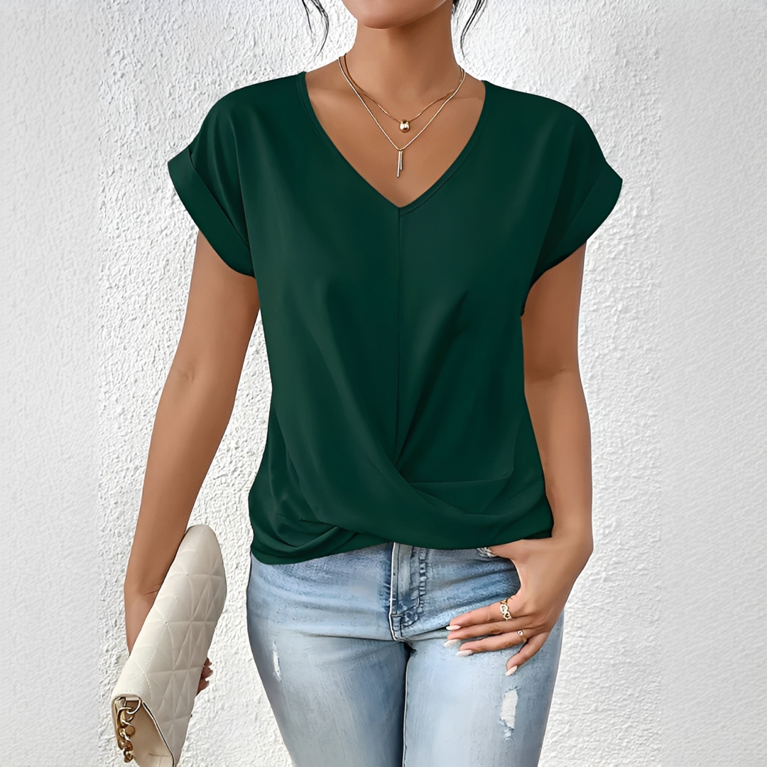 Velanie - Lässiges V-Ausschnitt T-Shirt