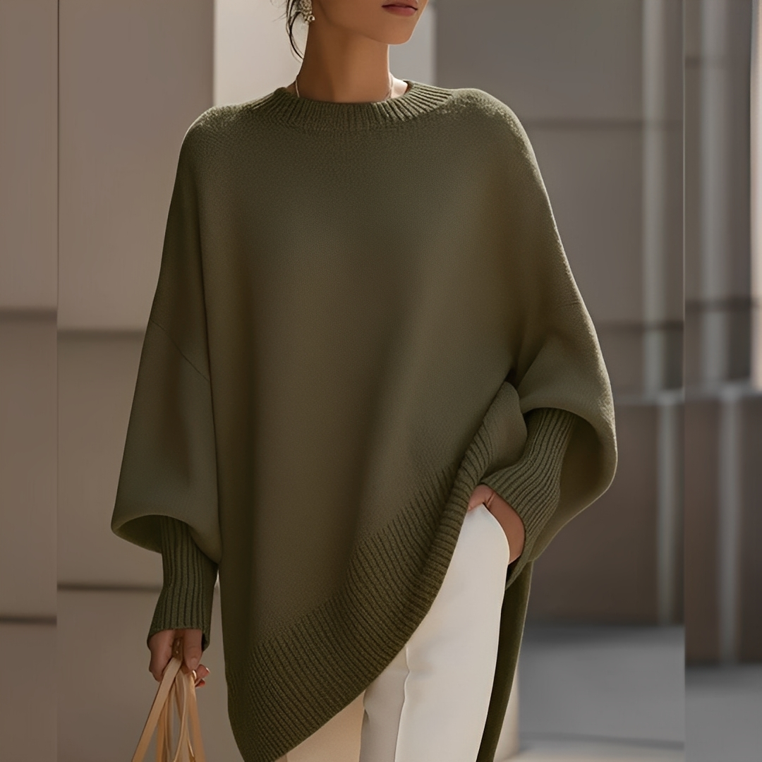 Sylvianne - Damen Oversize-Pullover mit Rundhalsausschnitt