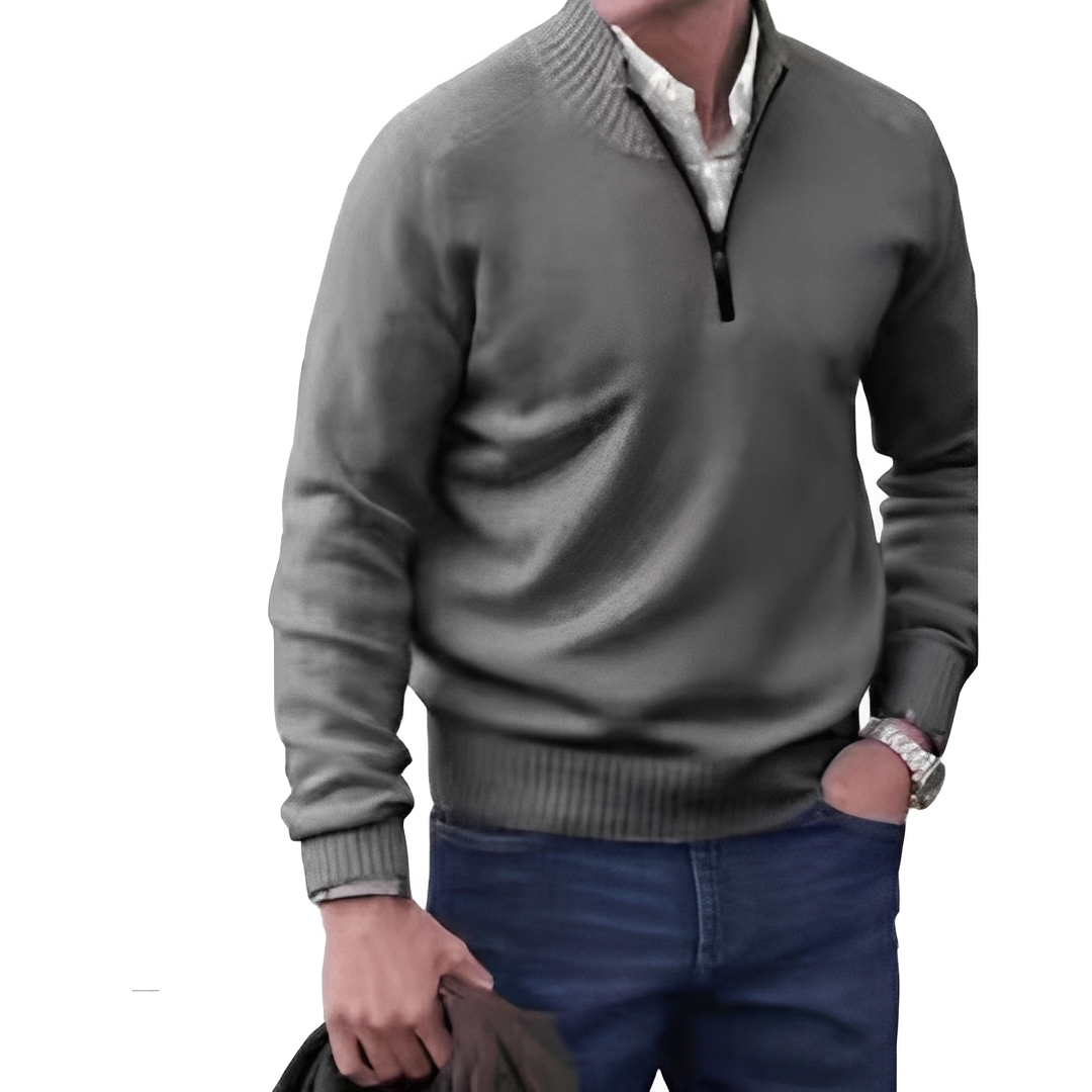 Matéo - Herren-Strickpullover mit halbem Reißverschluss