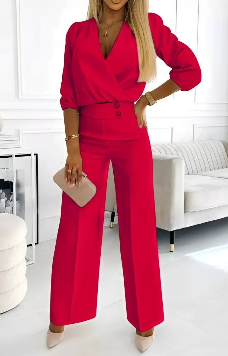 Caroline - Elegantes zweiteiliges Damen-Set mit Knöpfen
