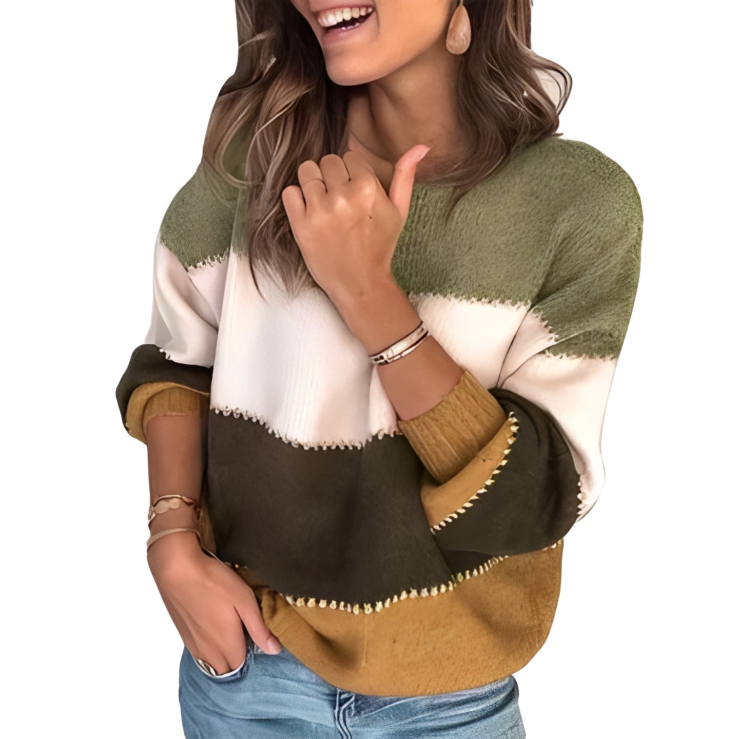 Aubrie - Bequemer Damenpullover mit Streifen