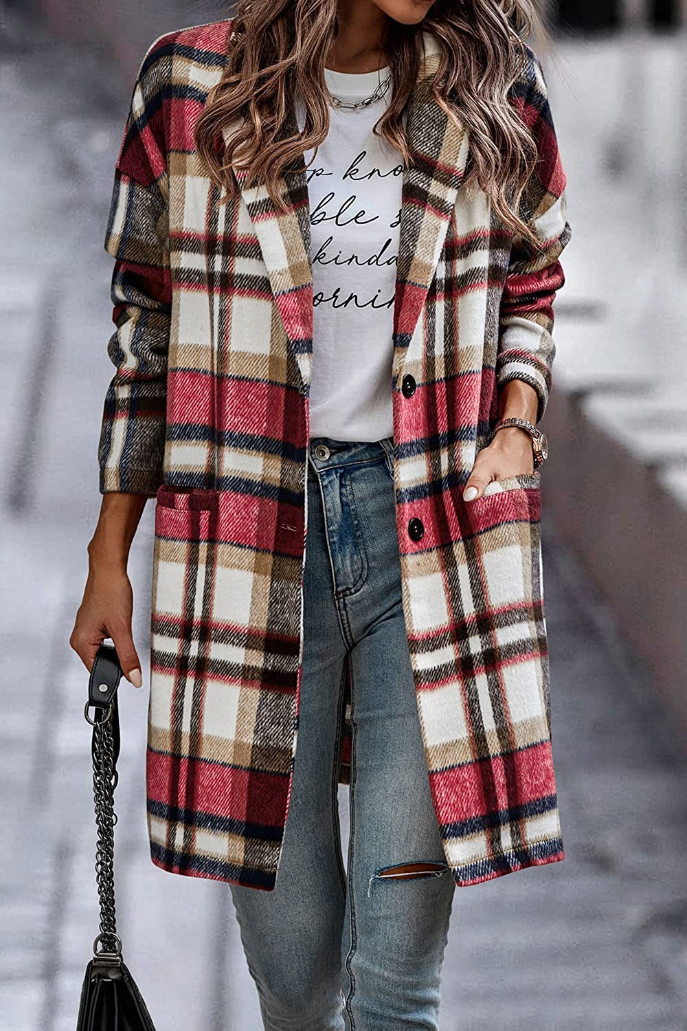 Annie - Eleganter karierter Damenmantel