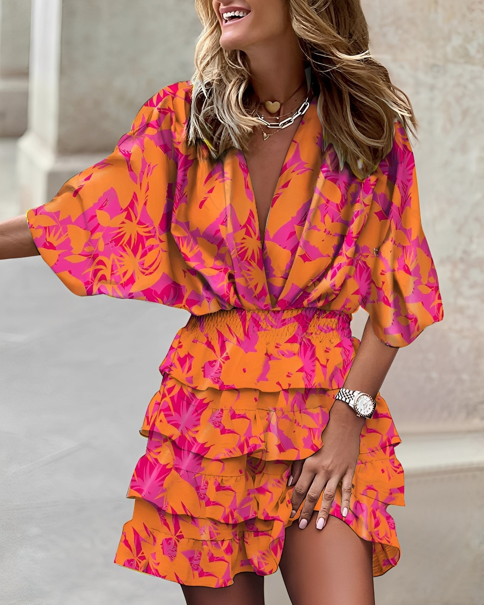 Margie - Stilvolles, asymmetrisches Damen-Minikleid