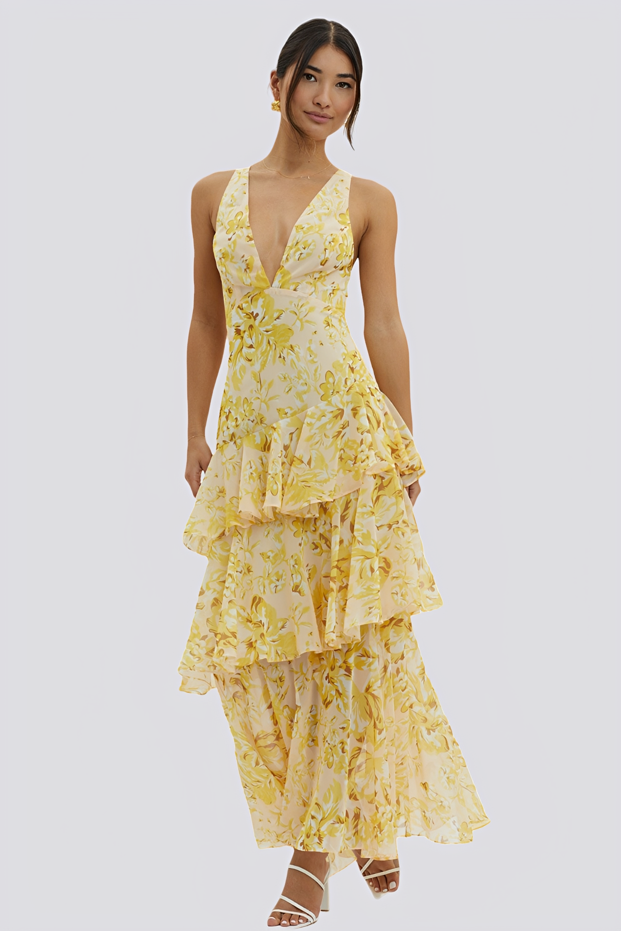 Hazel - Damen Maxikleid mit Blumenmuster und offenem Rücken