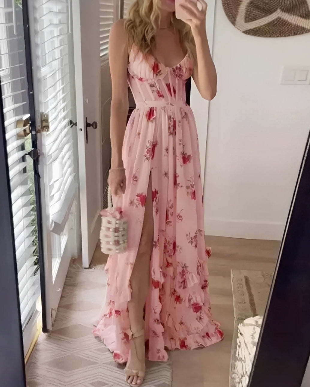 Livie - Elegantes Maxikleid mit Blumenmuster und Schlitz für Damen