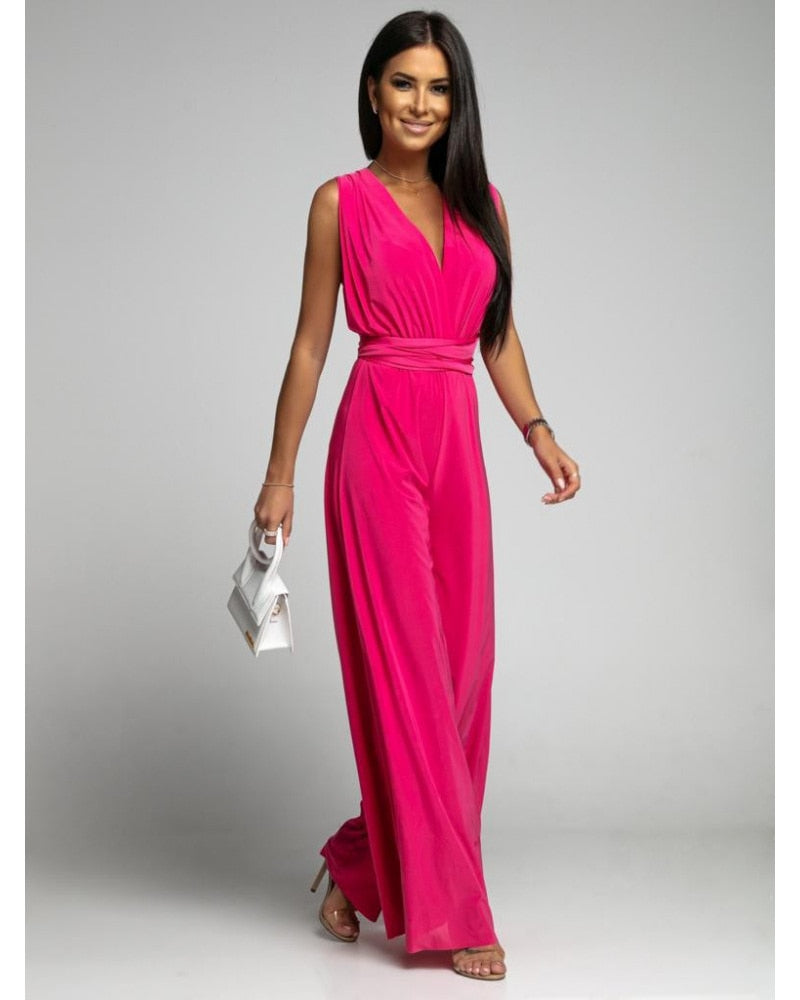FlairFashion - Ärmelloser Jumpsuit mit schmeichelhaftem V-Ausschnitt