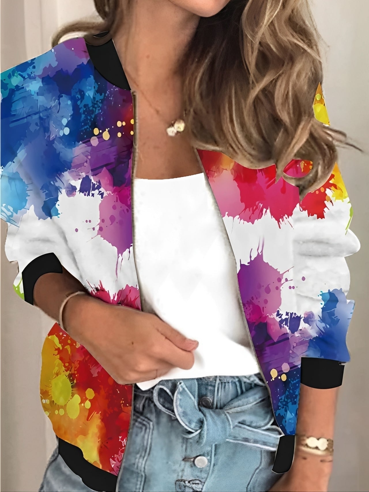 Elsie - Modische Damenjacke mit Reißverschluss und Blumenmuster
