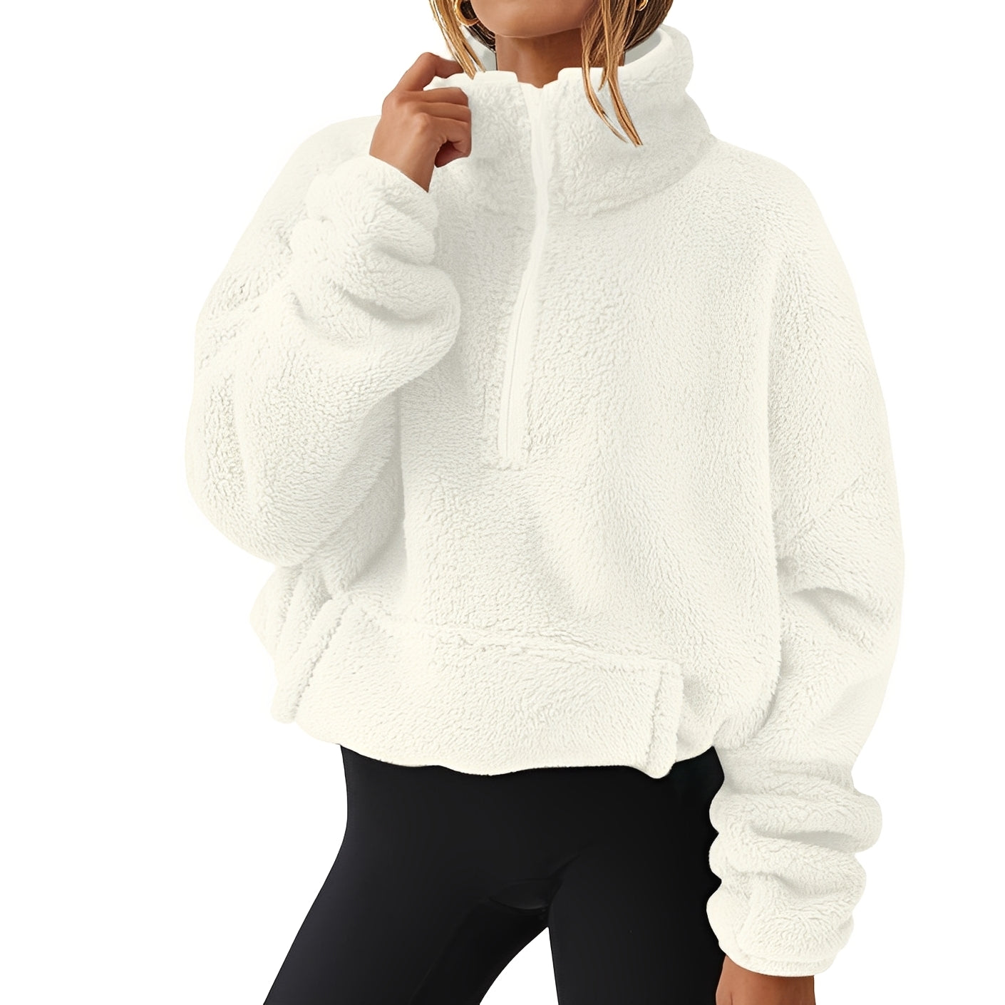 Tiffany - Gemütlicher Samtpullover mit halbem Reißverschluss für Damen